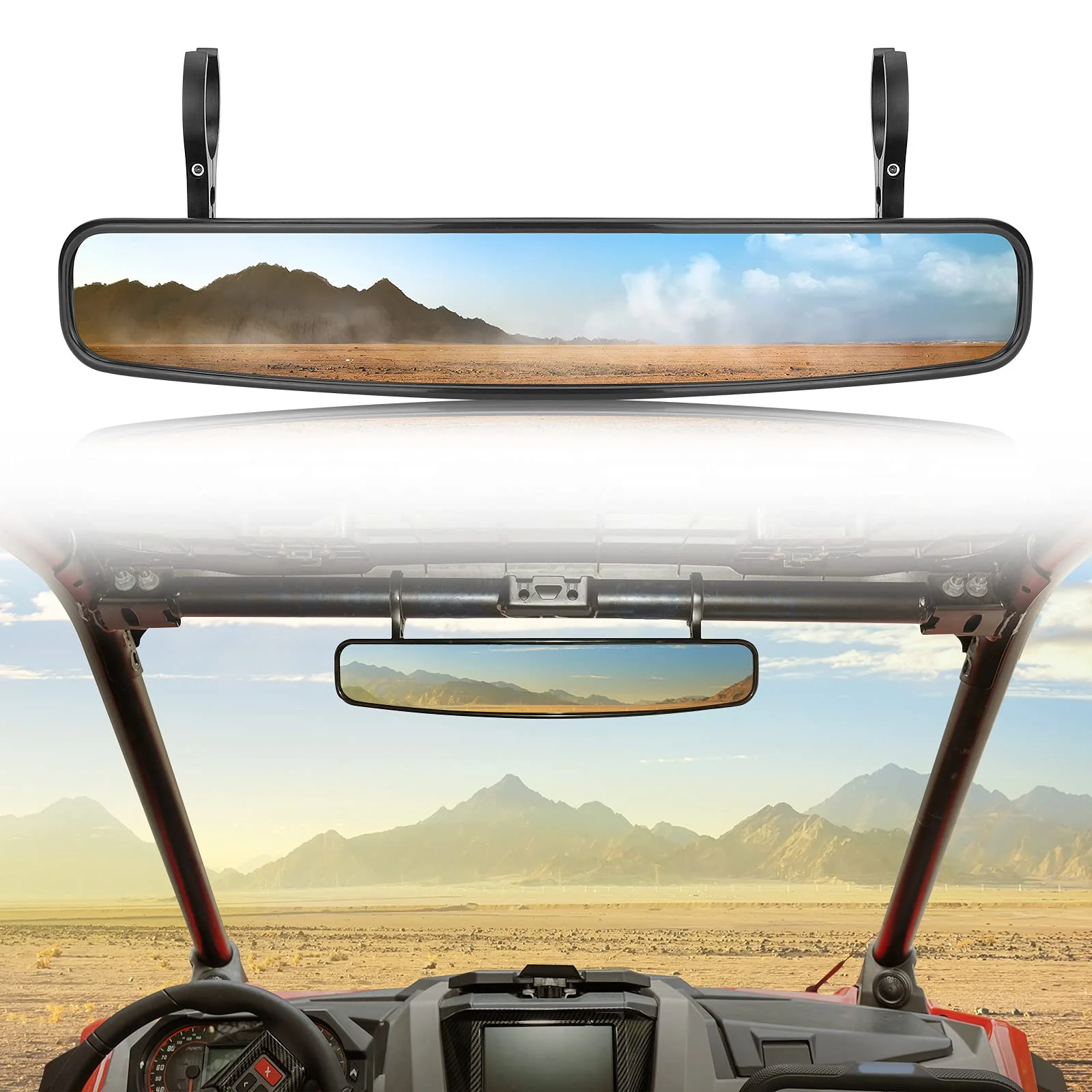 15" UTV Race Convex Center Mirror with 3/4 1.75" or 2" Clamps - Image 8