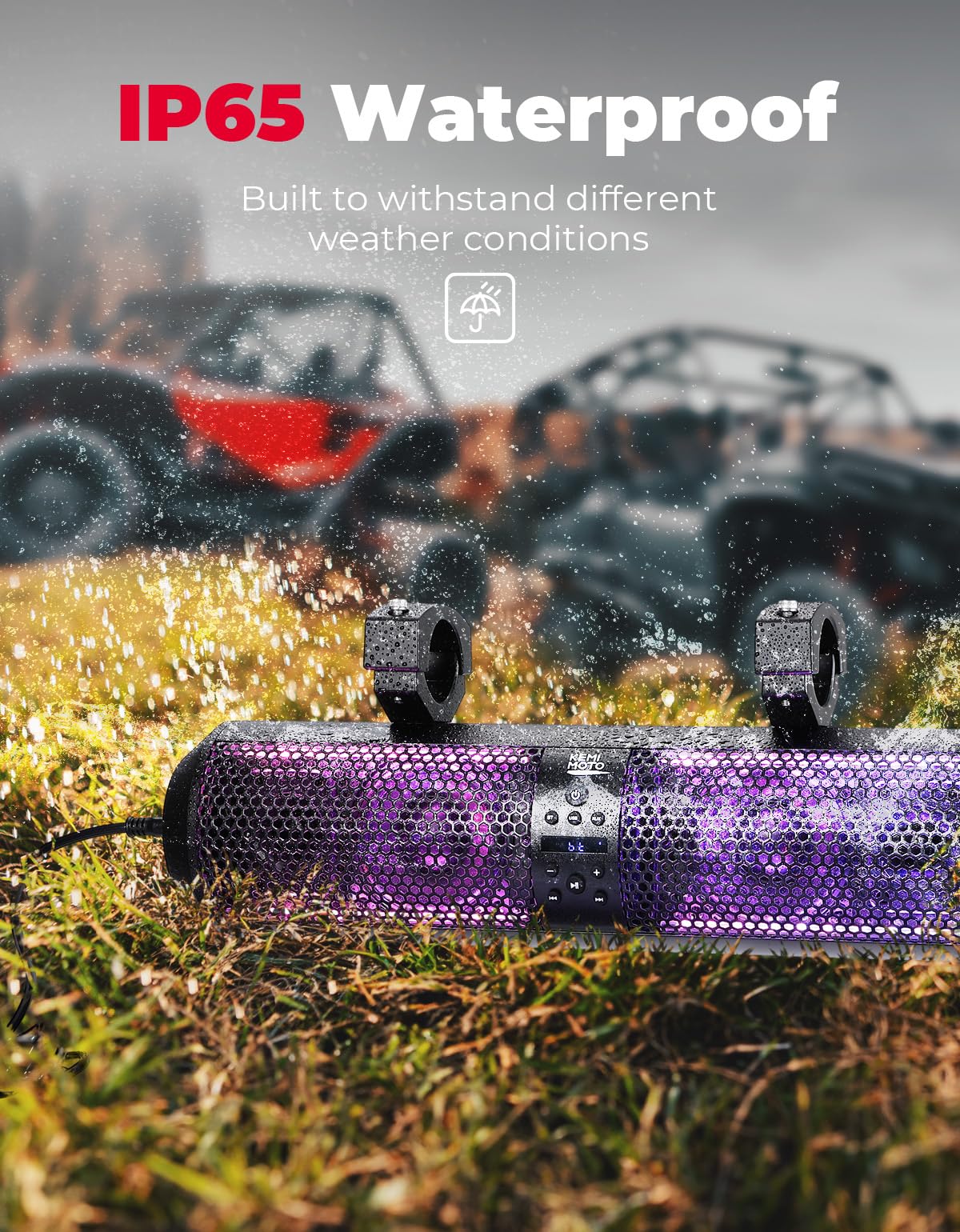 18" UTV Sound Bar with RGB & Bluetooth for 1.56"-2.25" Cages - Image 5