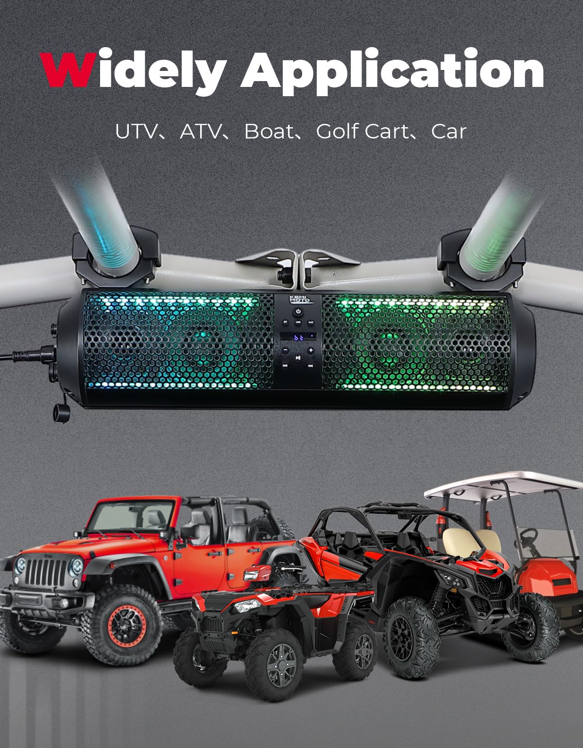 18" UTV Sound Bar with RGB & Bluetooth for 1.56"-2.25" Cages - Image 7