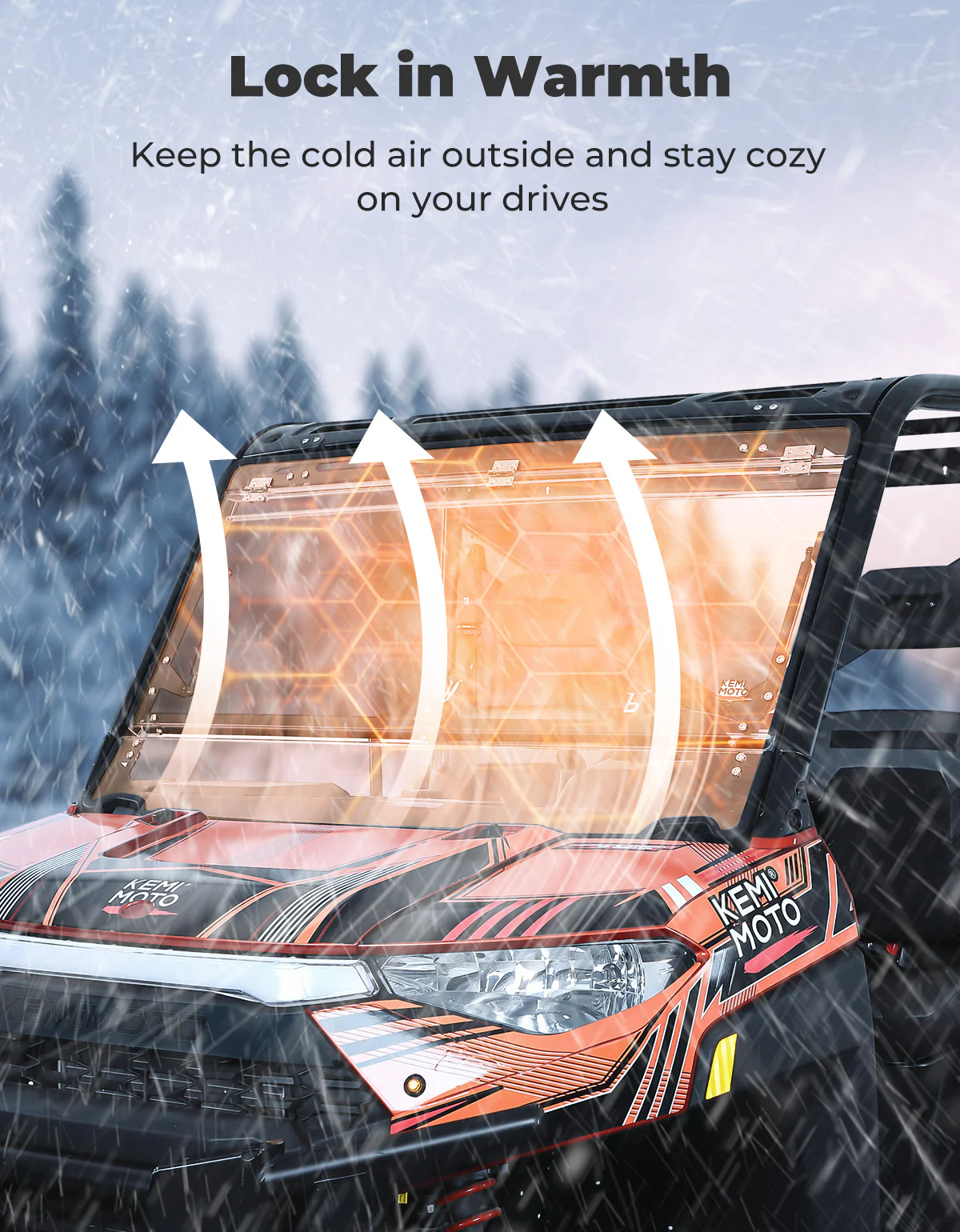 2-IN-1 Flip Windshield & Rear View Mirror for Polaris Ranger XP - Image 14