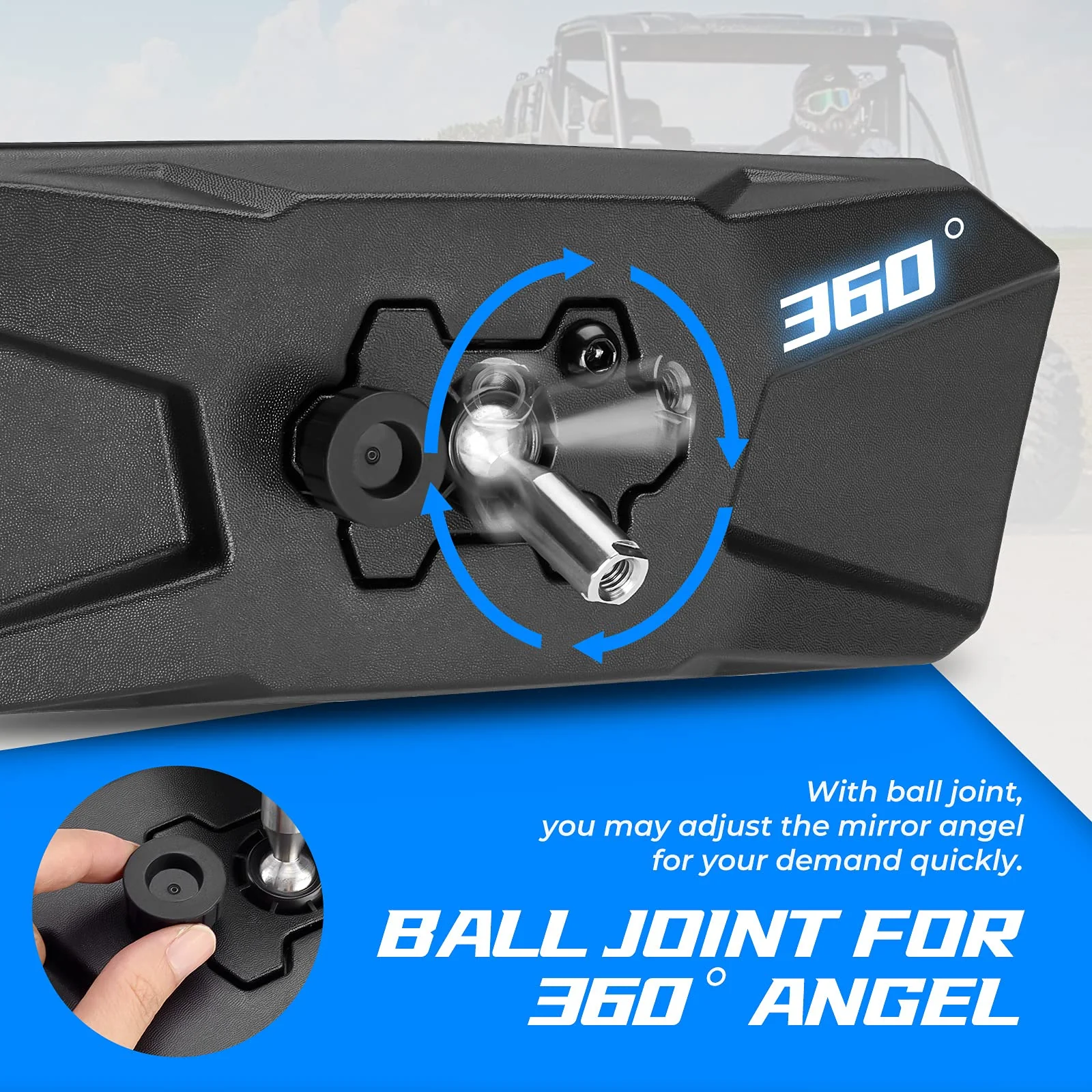 Rear View Mirror for Polaris Ranger 500/570/900 XP S/1000 XP - Image 4