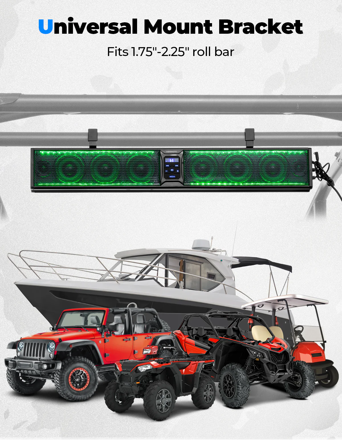 33 Inch RGB UTV Bluetooth Sound Bar, 8 Speakers for 1.75''-2.25'' Roll Bar - Image 4