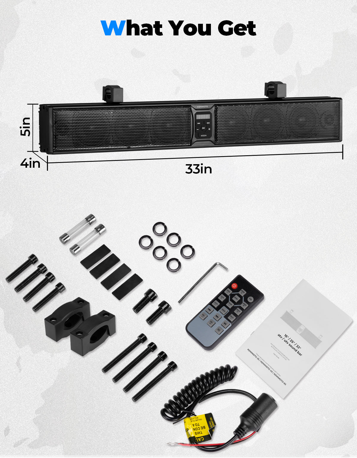 33 Inch RGB UTV Bluetooth Sound Bar, 8 Speakers for 1.75''-2.25'' Roll Bar - Image 8