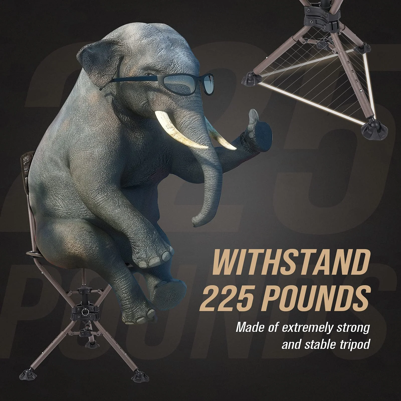 360° Tripod Swivel Hunting Chair with Backrest - Image 4