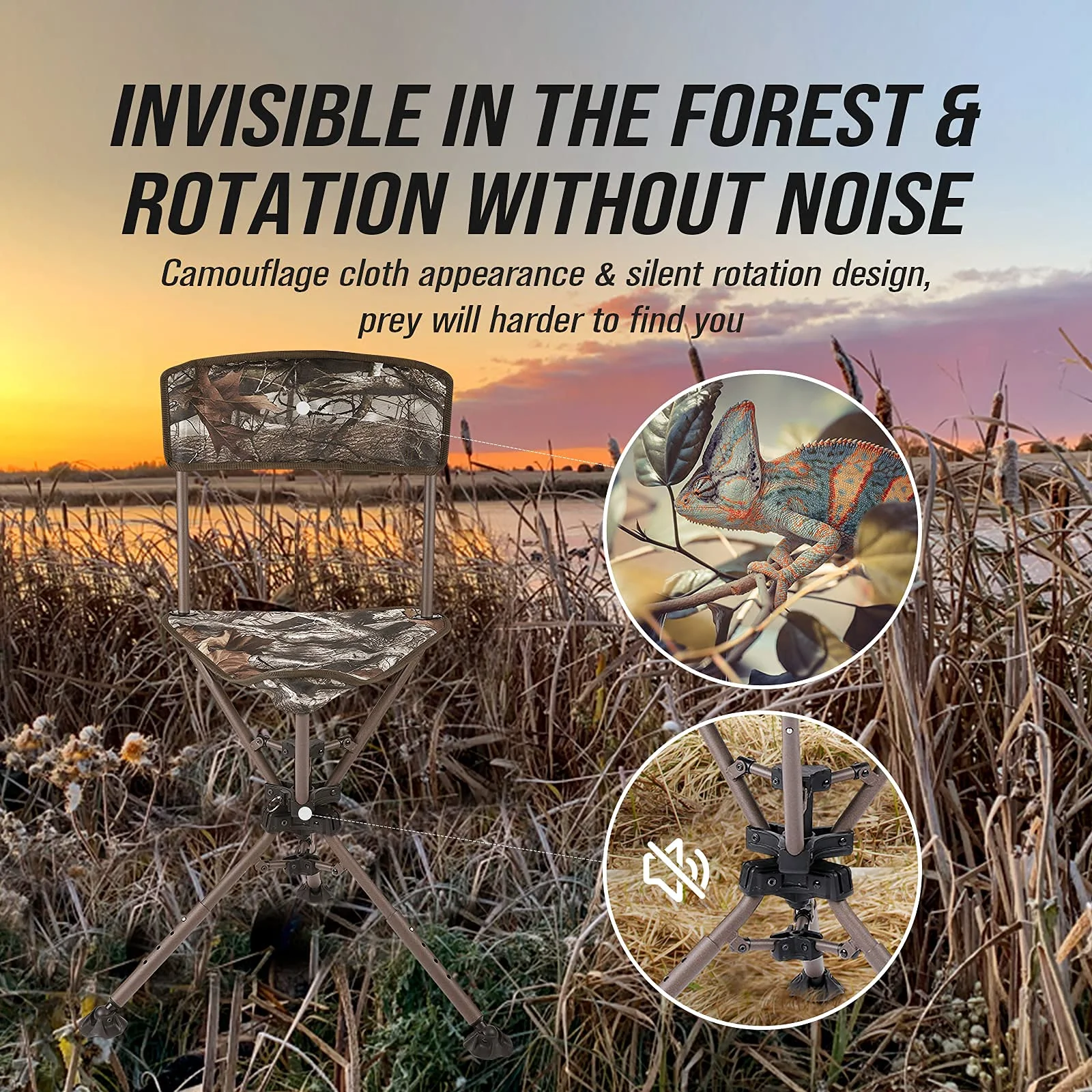 360° Tripod Swivel Hunting Chair with Backrest - Image 5