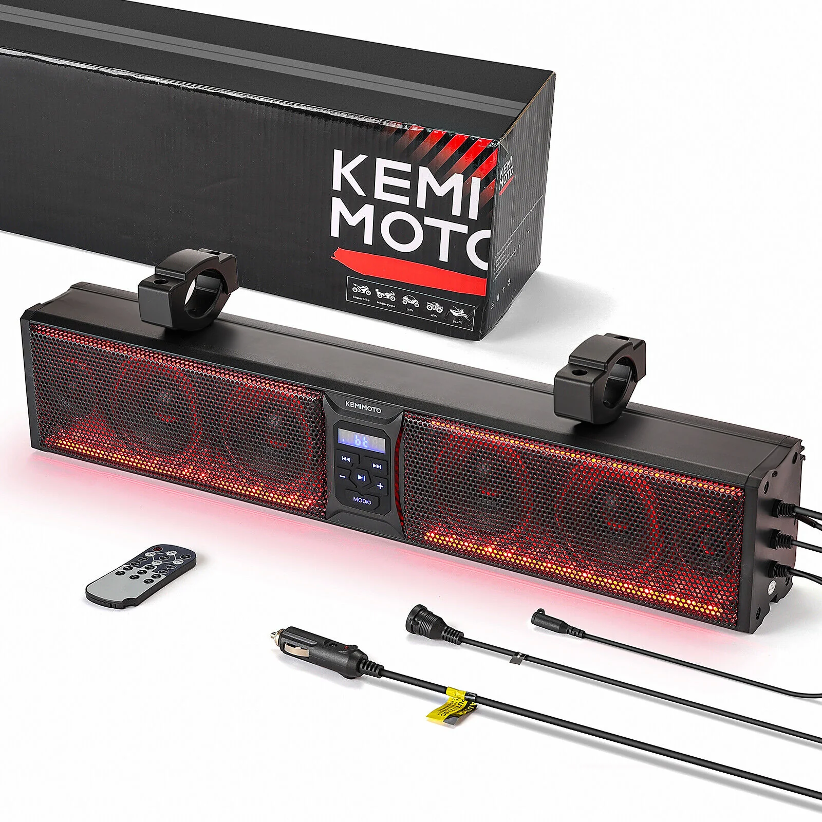 UTV Sound Bar RGB 25'' Bluetooth Multicolor Lights 500W Amplifier 1.25''-2'' Roll Bar - Image 10