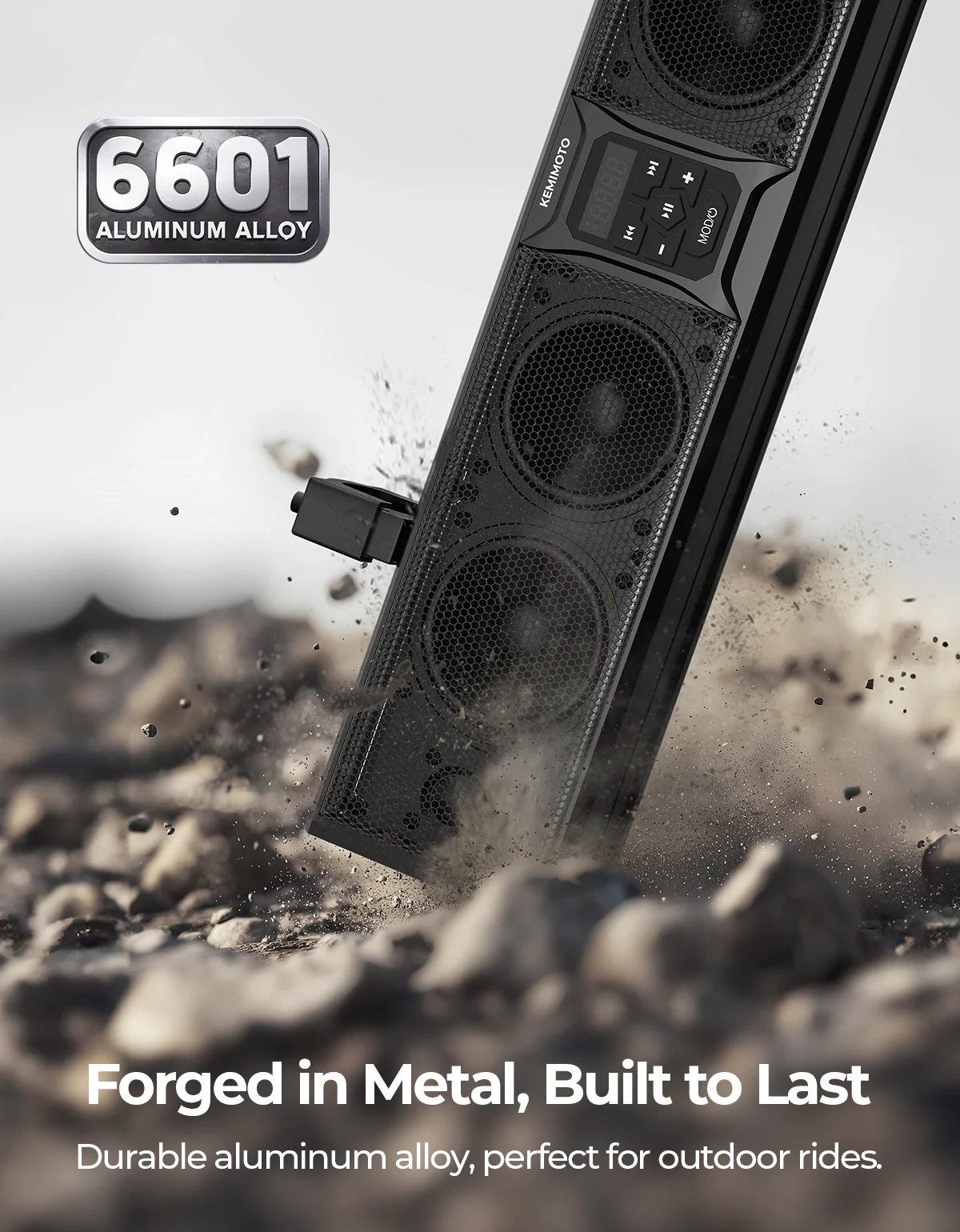 UTV Sound Bar RGB 25'' Bluetooth Multicolor Lights 500W Amplifier 1.25''-2'' Roll Bar - Image 4