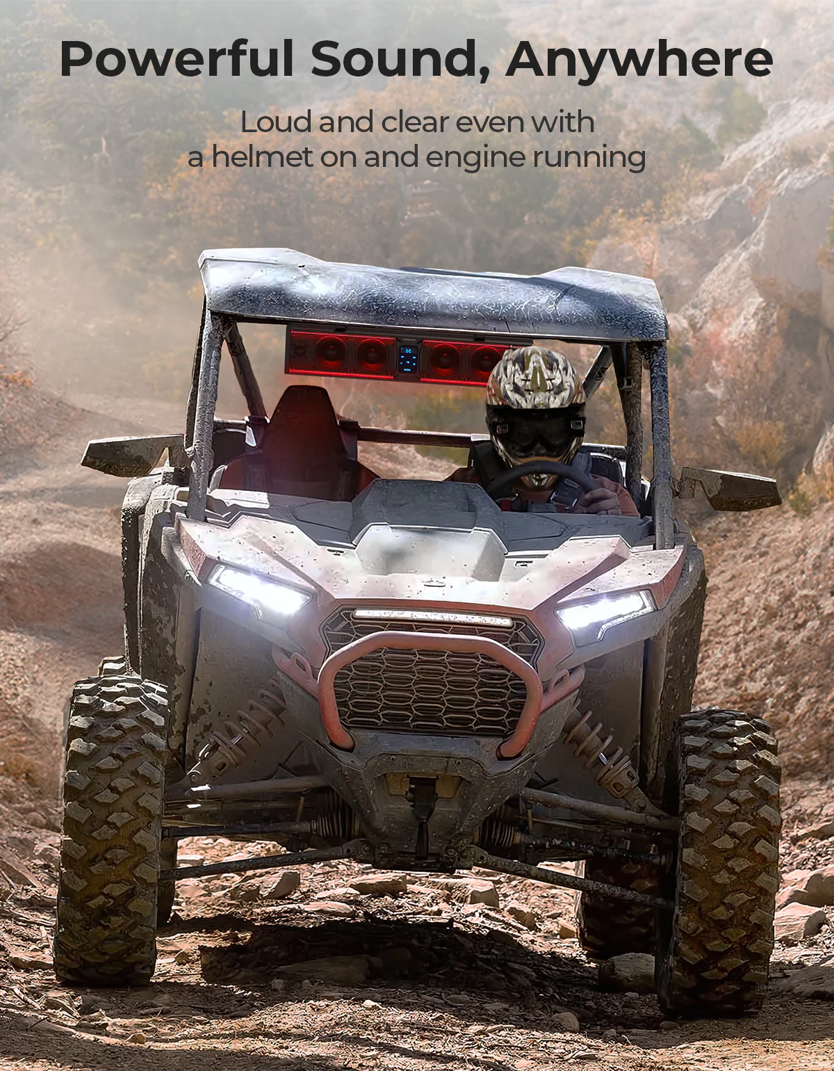 UTV Sound Bar RGB 25'' Bluetooth Multicolor Lights 500W Amplifier 1.25''-2'' Roll Bar - Image 7