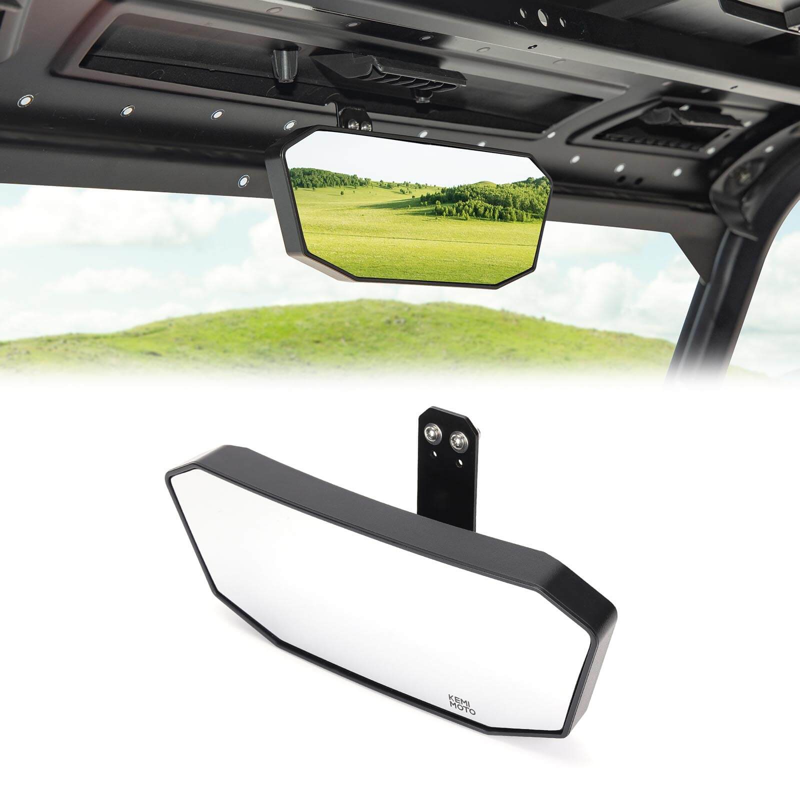 Adjustable Break Away Side Mirrors & Rear View Mirror for Polaris Ranger - Image 3