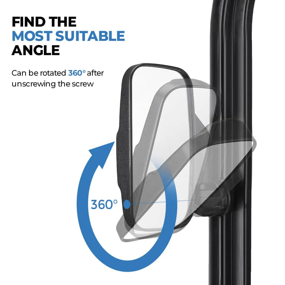 Adjustable Break Away Side Mirrors & Rear View Mirror for Polaris Ranger - Image 8