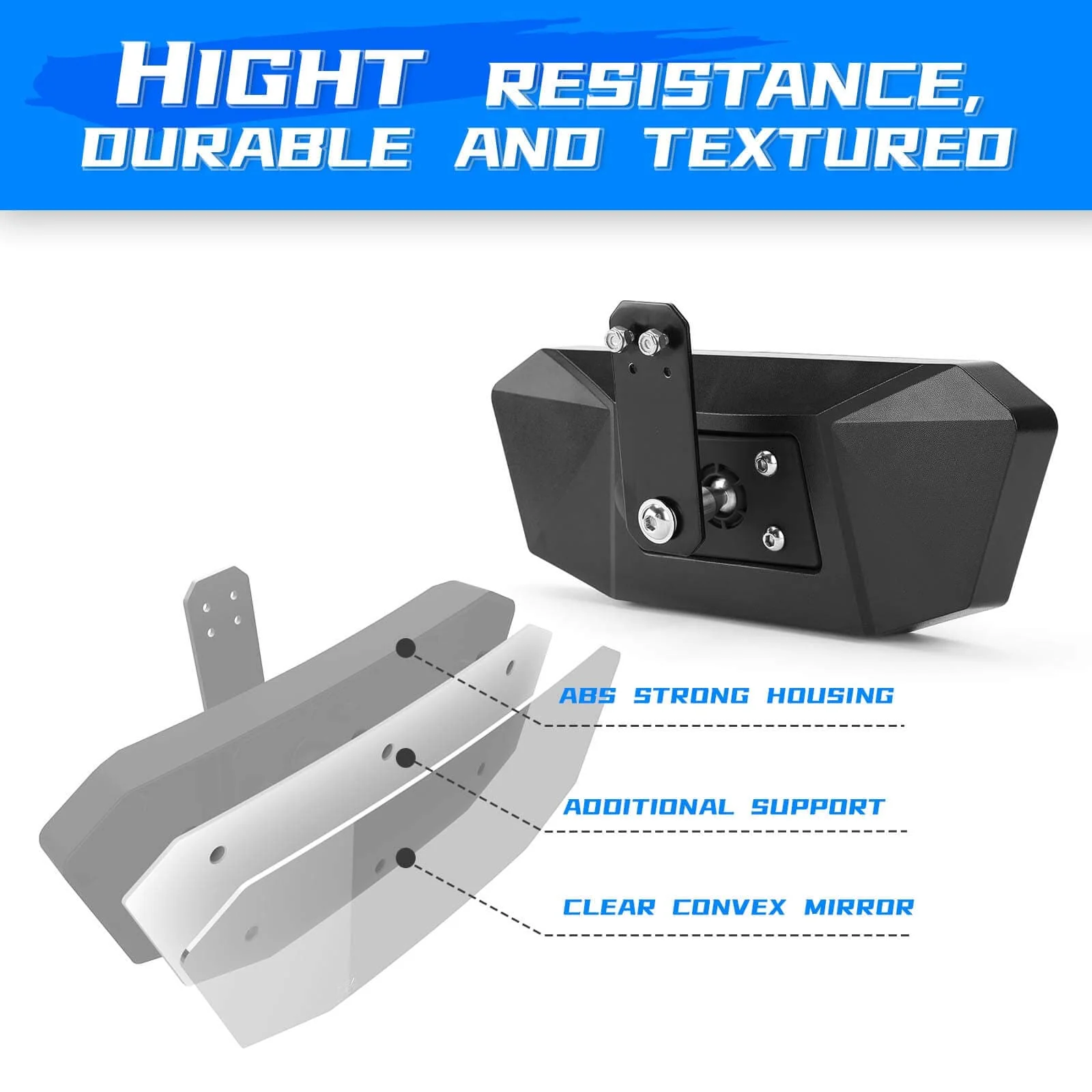 Adjustable Break Away Side Mirrors & Rear View Mirror for Polaris Ranger - Image 9