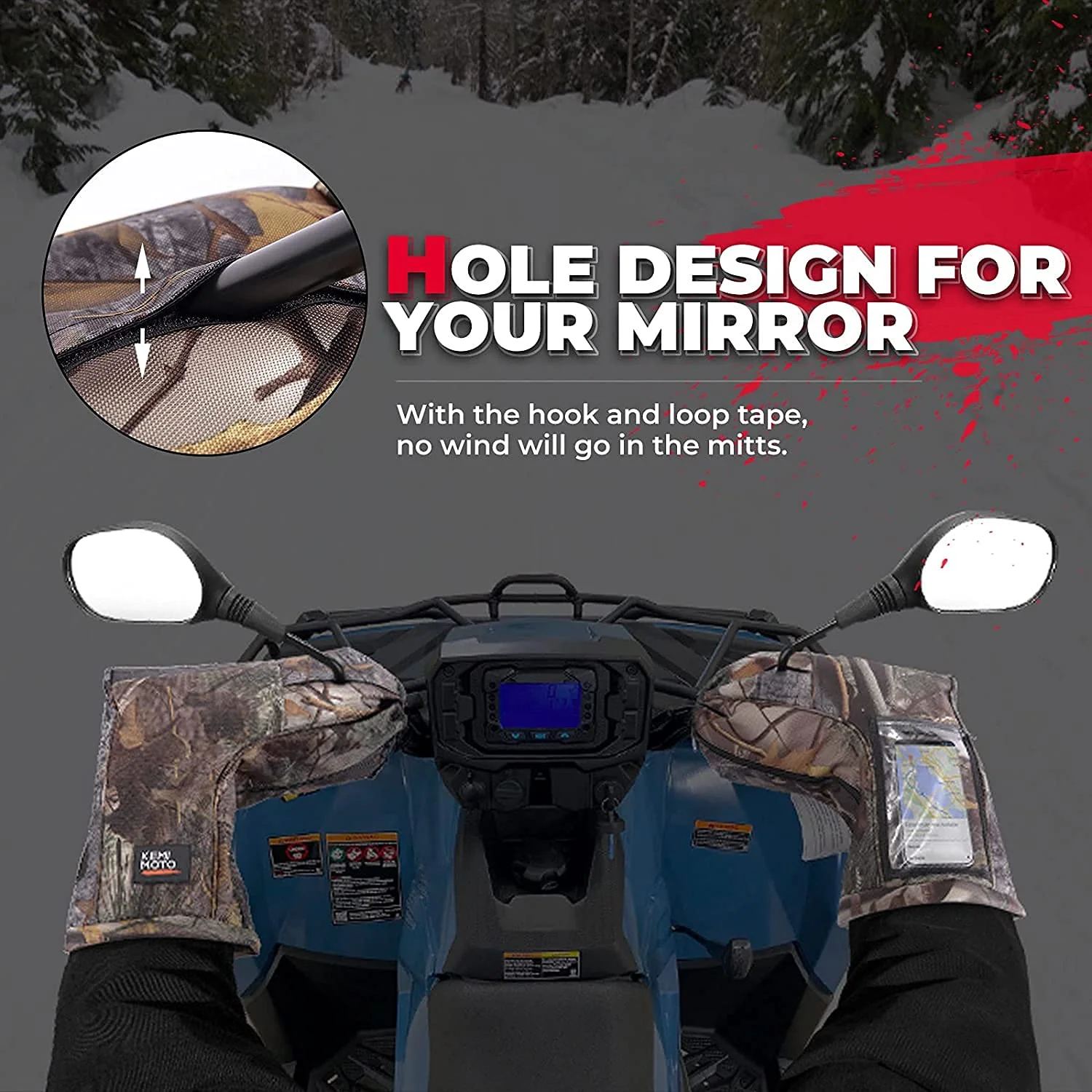 ATV Touch-Friendly Bag/Front Wind-Breaking Guard Motorcycle Gloves Snowmobile Handlebar Gloves - Image 4