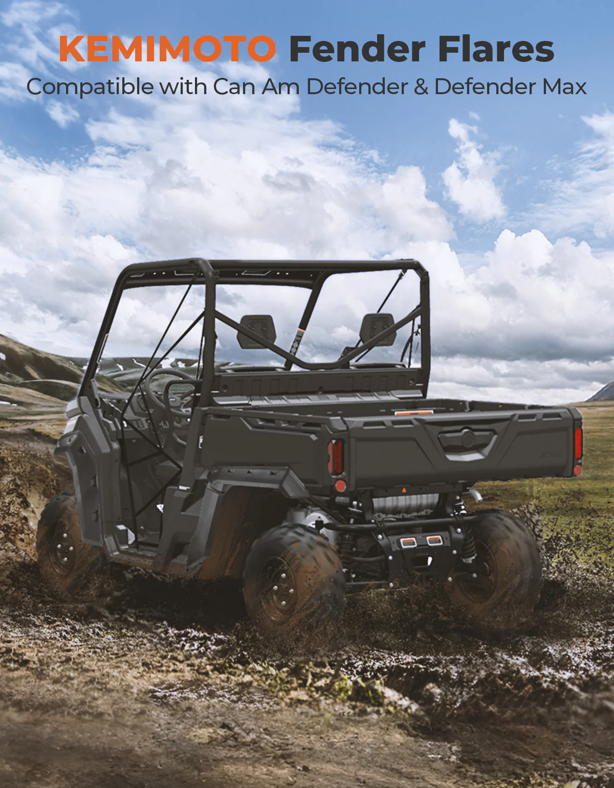 Front and Rear Extended Mud Guards for Can Am Defender - Image 7