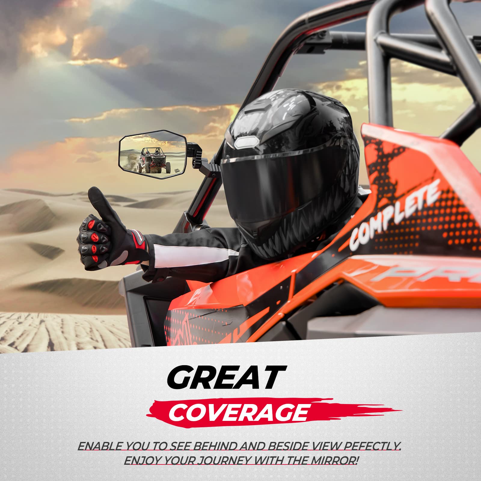 UTV Side Mirrors for 1.65"-2" Roll bar Fit for Polaris RZR / Maverick X3 - Image 7