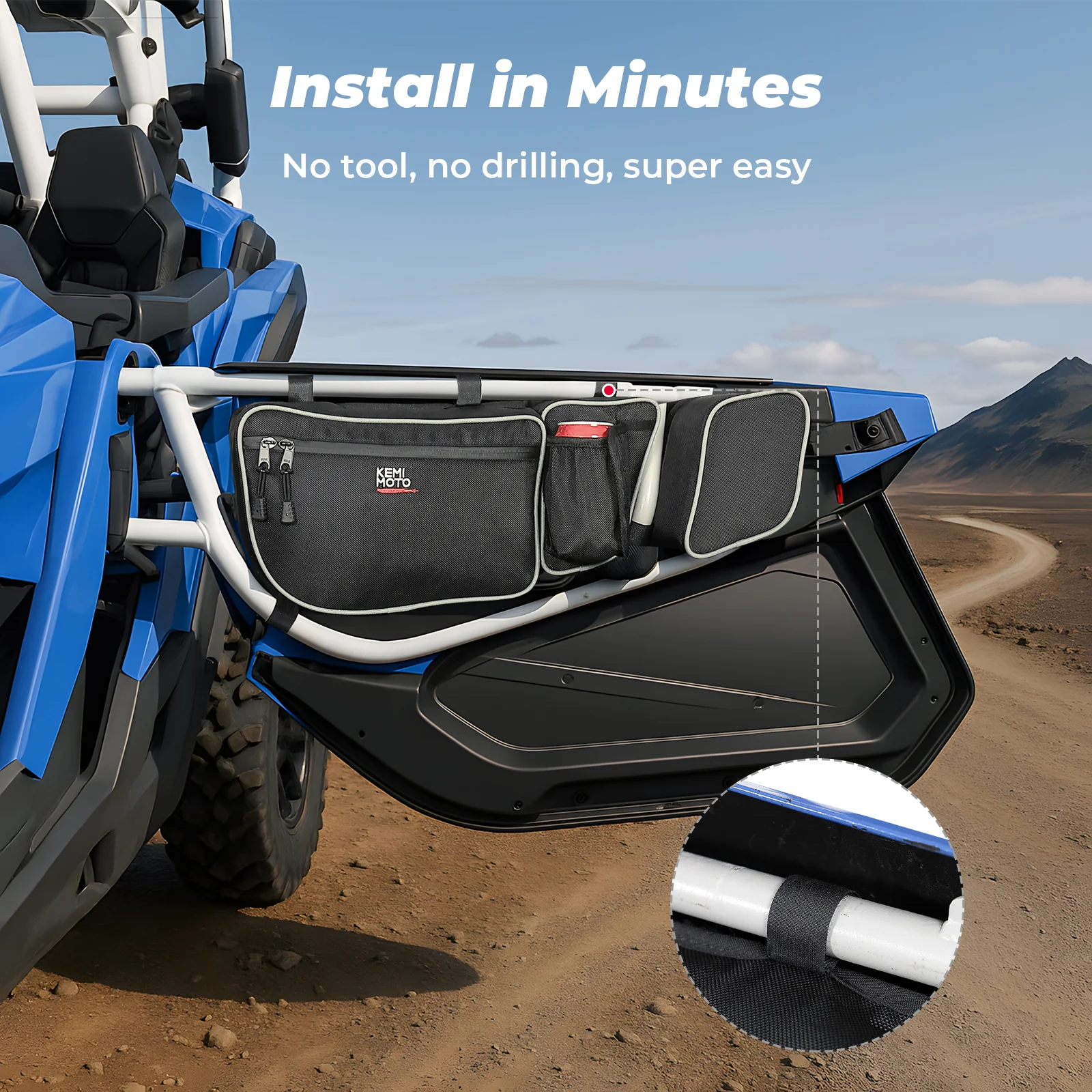 Door Storage Bags with Removable Knee Pad for Can Am Maverick X3 - Image 3