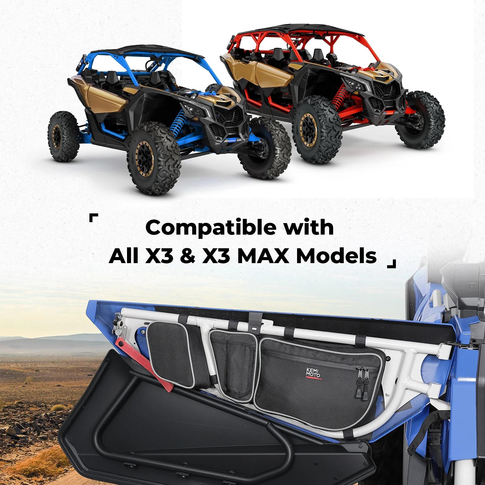 Door Storage Bags with Removable Knee Pad for Can Am Maverick X3 - Image 9
