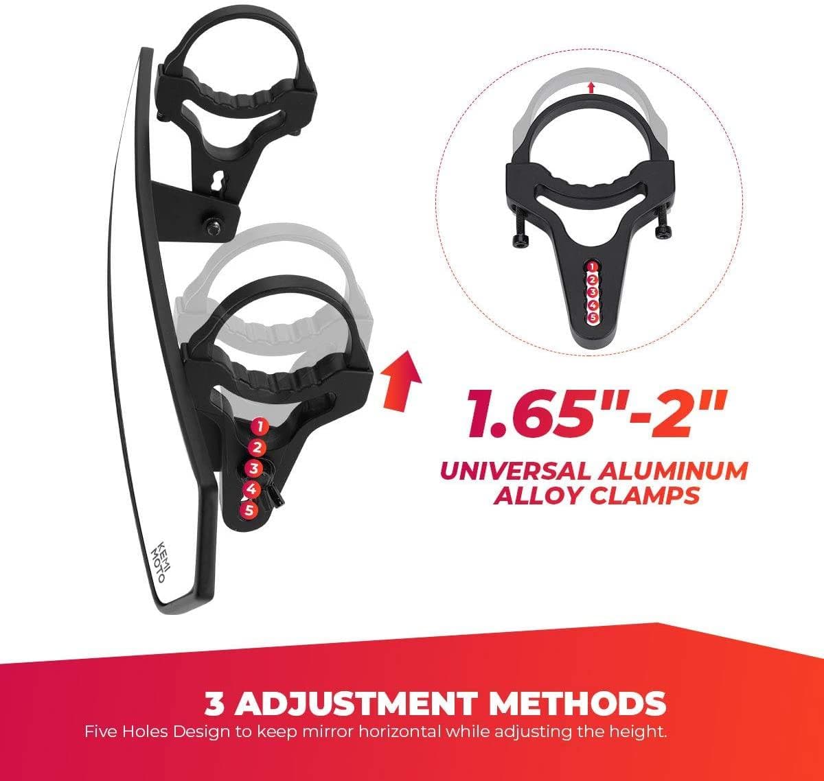 Rear View Mirror 1.65''-2'' for Can-am Maverick X3 | Polaris RZR | Pioneer | Talon | Kawasaki - Image 5