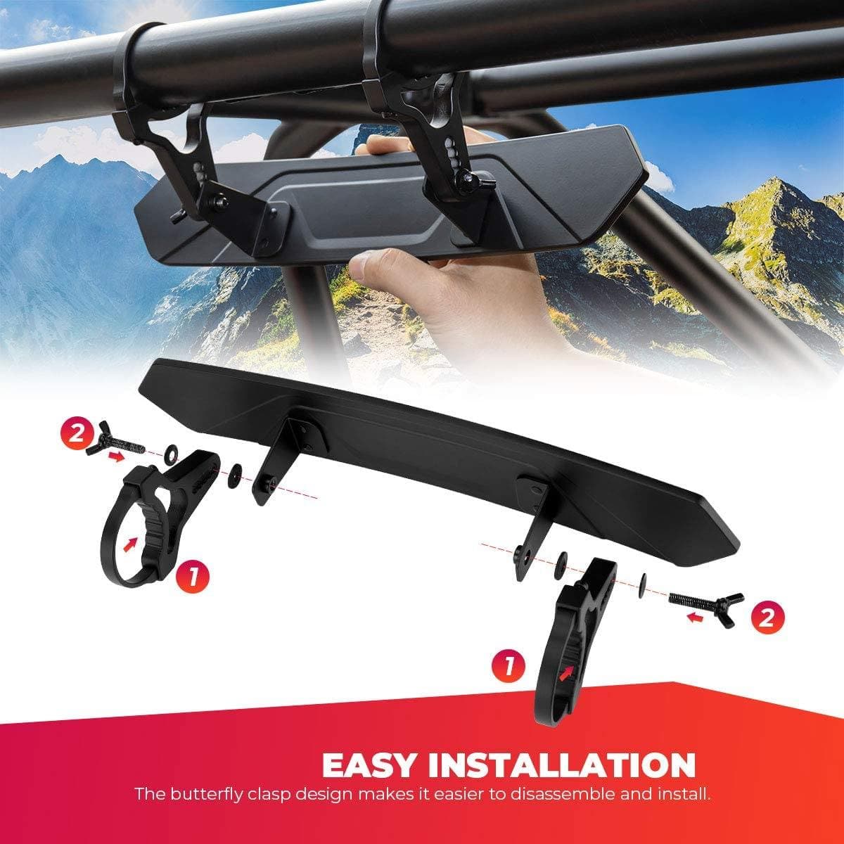 Rear View Mirror 1.65''-2'' for Can-am Maverick X3 | Polaris RZR | Pioneer | Talon | Kawasaki - Image 6