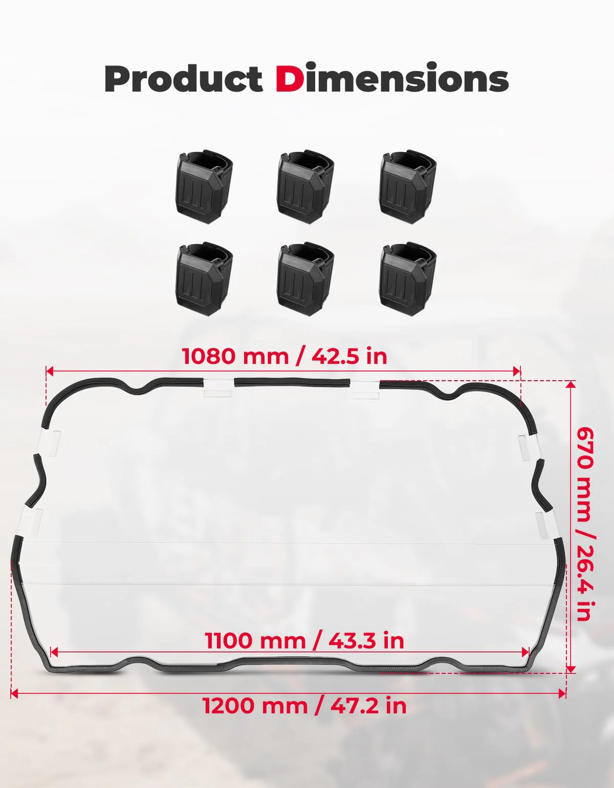 Heavy Duty Rear Windshield for Polaris RZR XP 1000 / 4 - Image 8