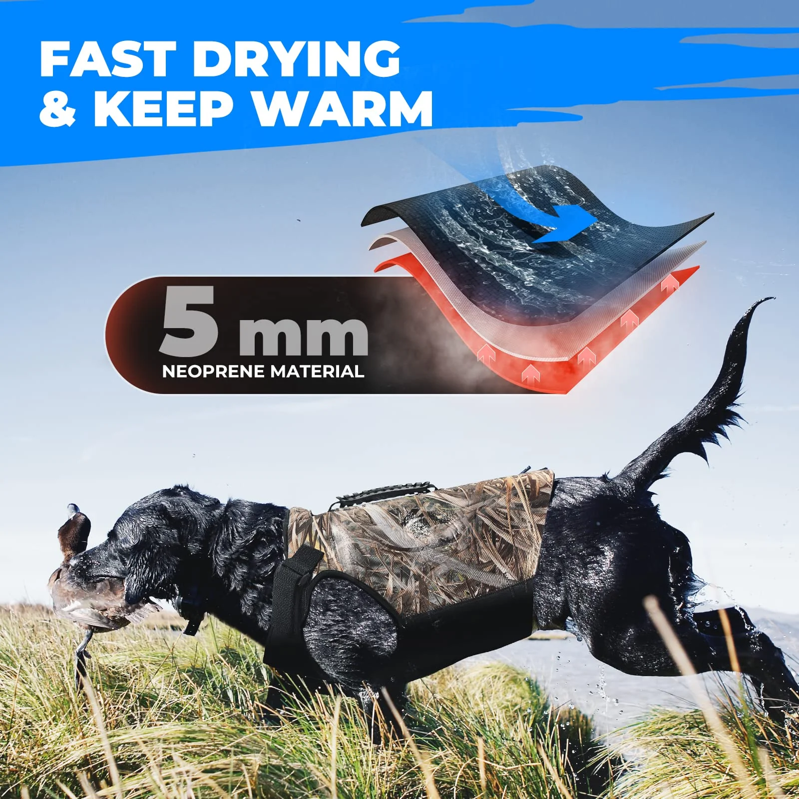 Dog Camo Neoprene Adjustable Hunting Vest Waterproof Chest Protection - Image 7