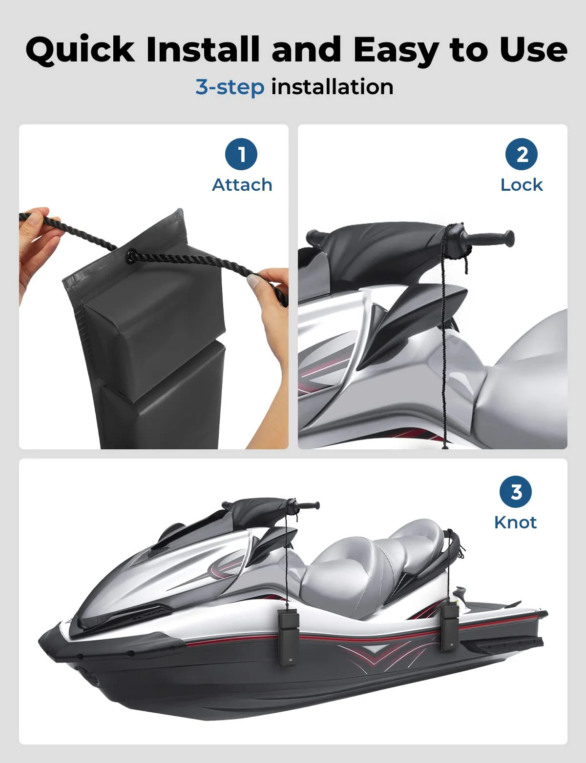 2PCS PWC Boat Fenders, Boat Bumpers for Jet Ski and Docking with Ropes - Image 6