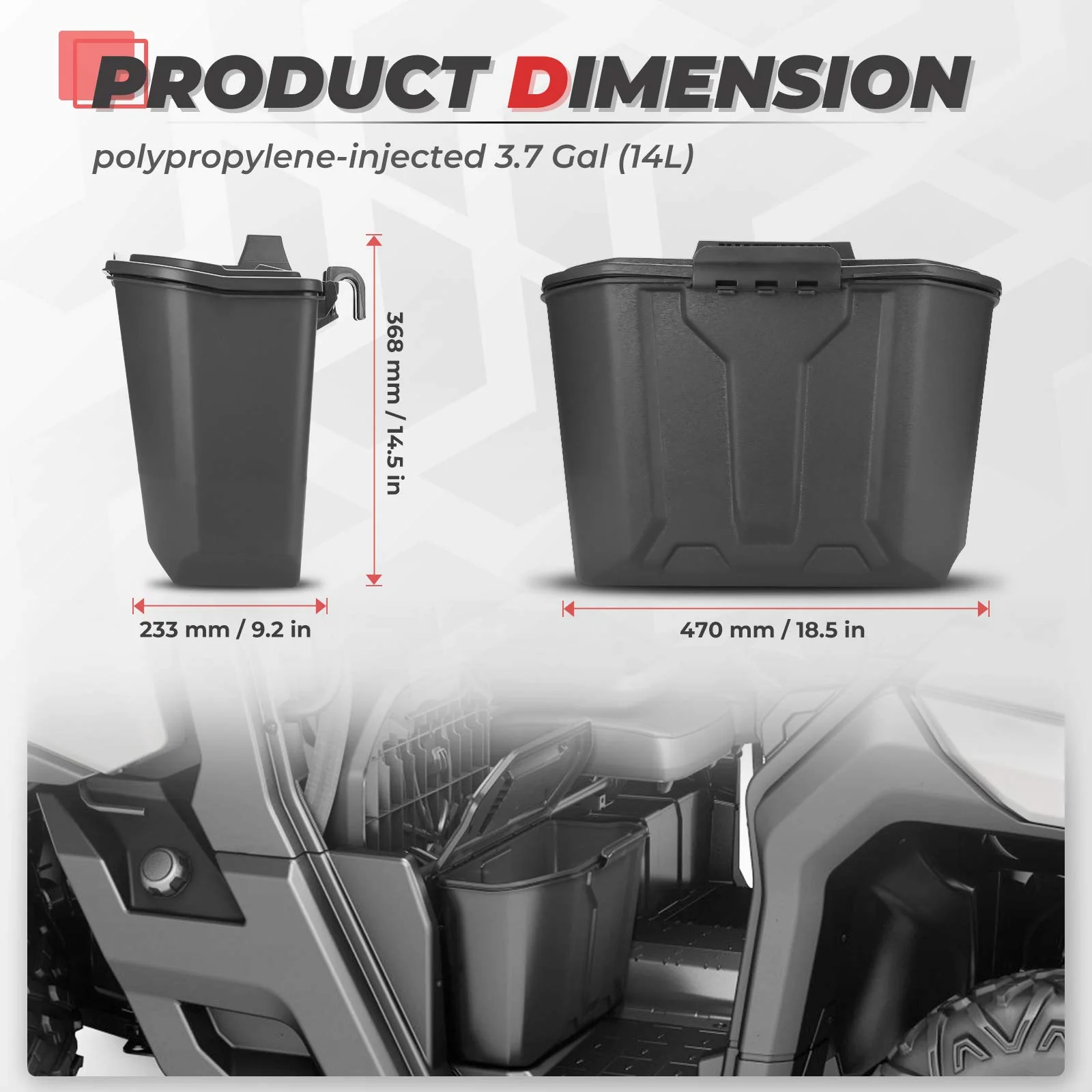 Removable Storage Bin / Box 14.7L for Can-Am Defender HD5|7|8|9|10 - Image 7