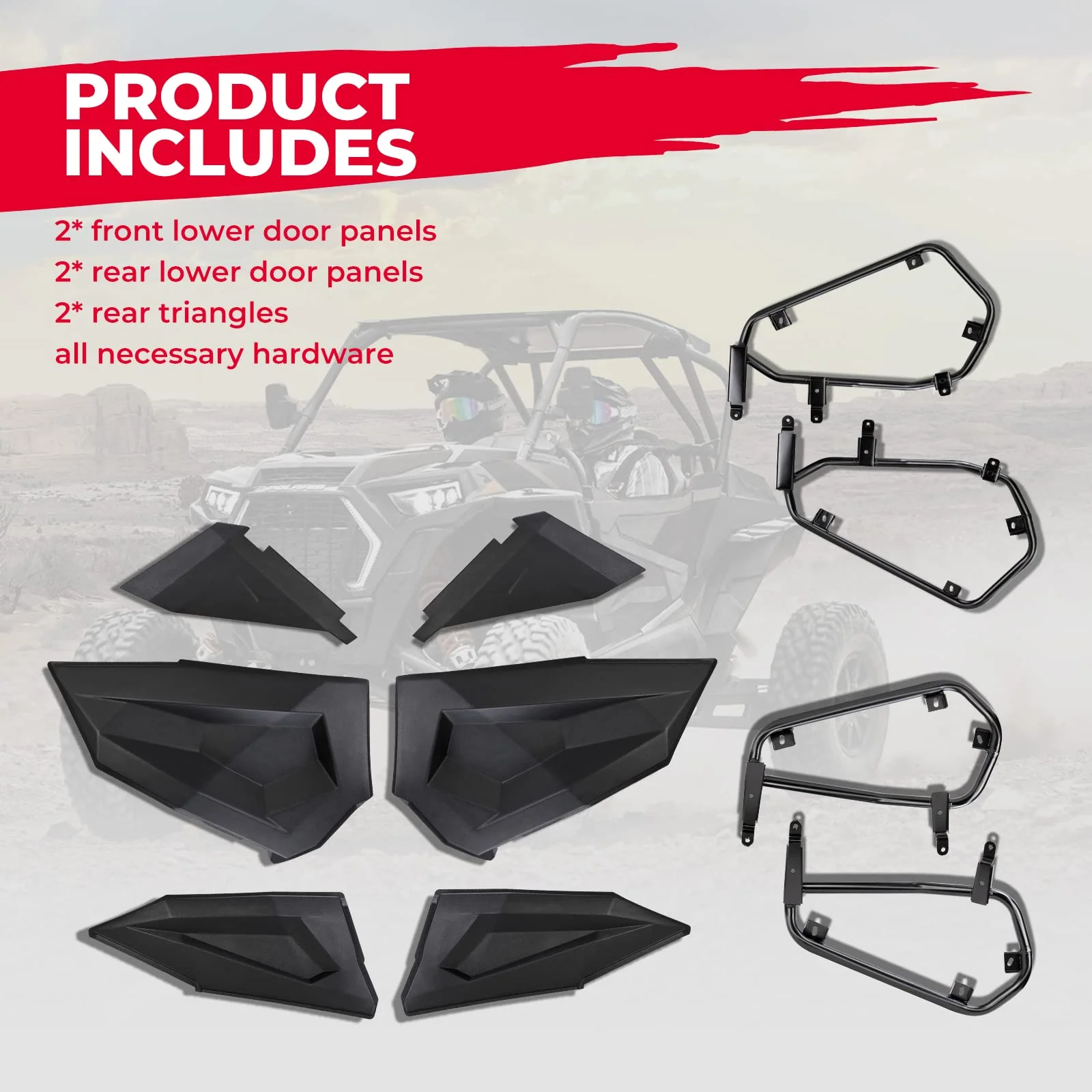 Lower Doors Panel Inserts For Polaris RZR XP4 1000 2014-2023 (4 Doors) - Image 6