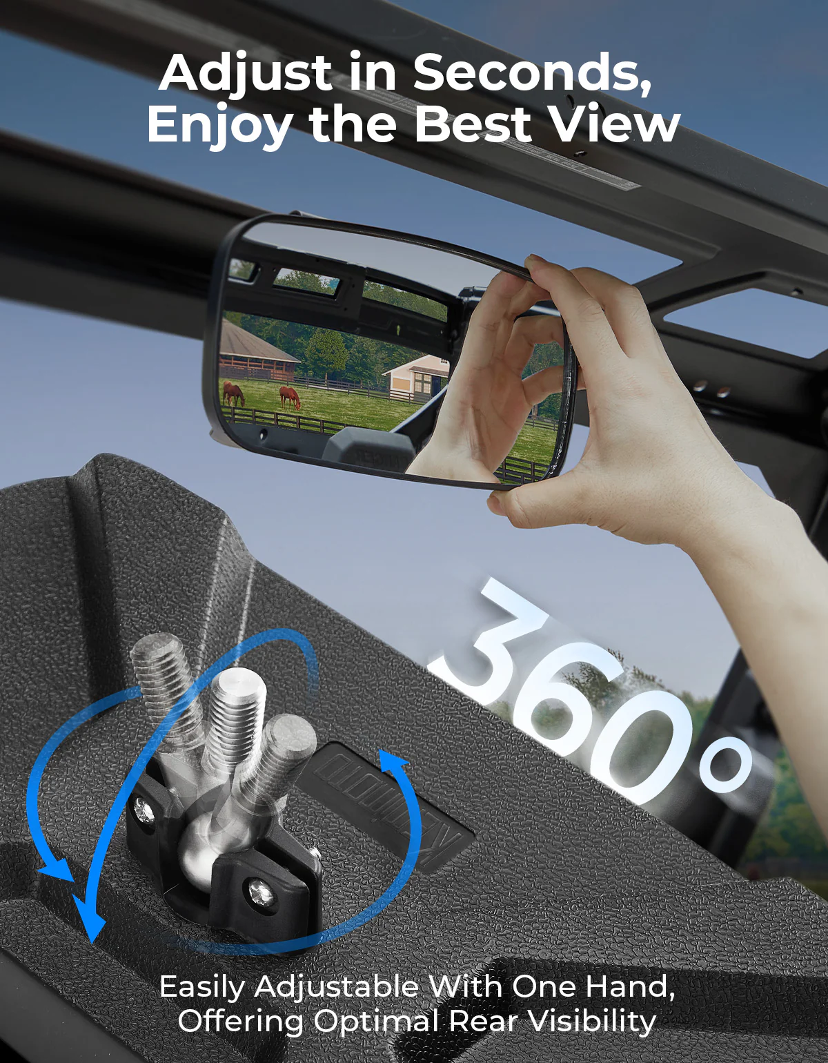 Rear View Mirror for Polaris Ranger 500 570 900 XP 1000 XP - Image 4