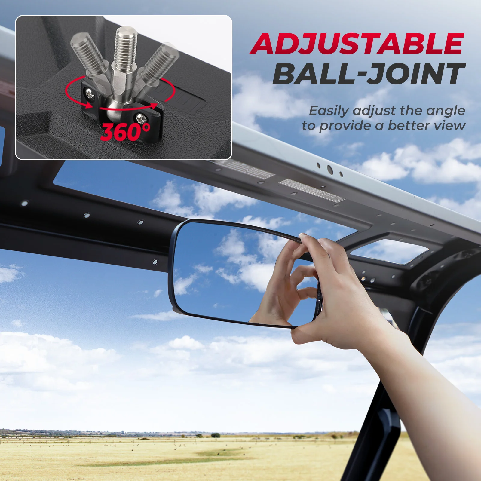 Large & Wide Rear Center View Mirror for Polaris Ranger 2015-2022 - Image 3