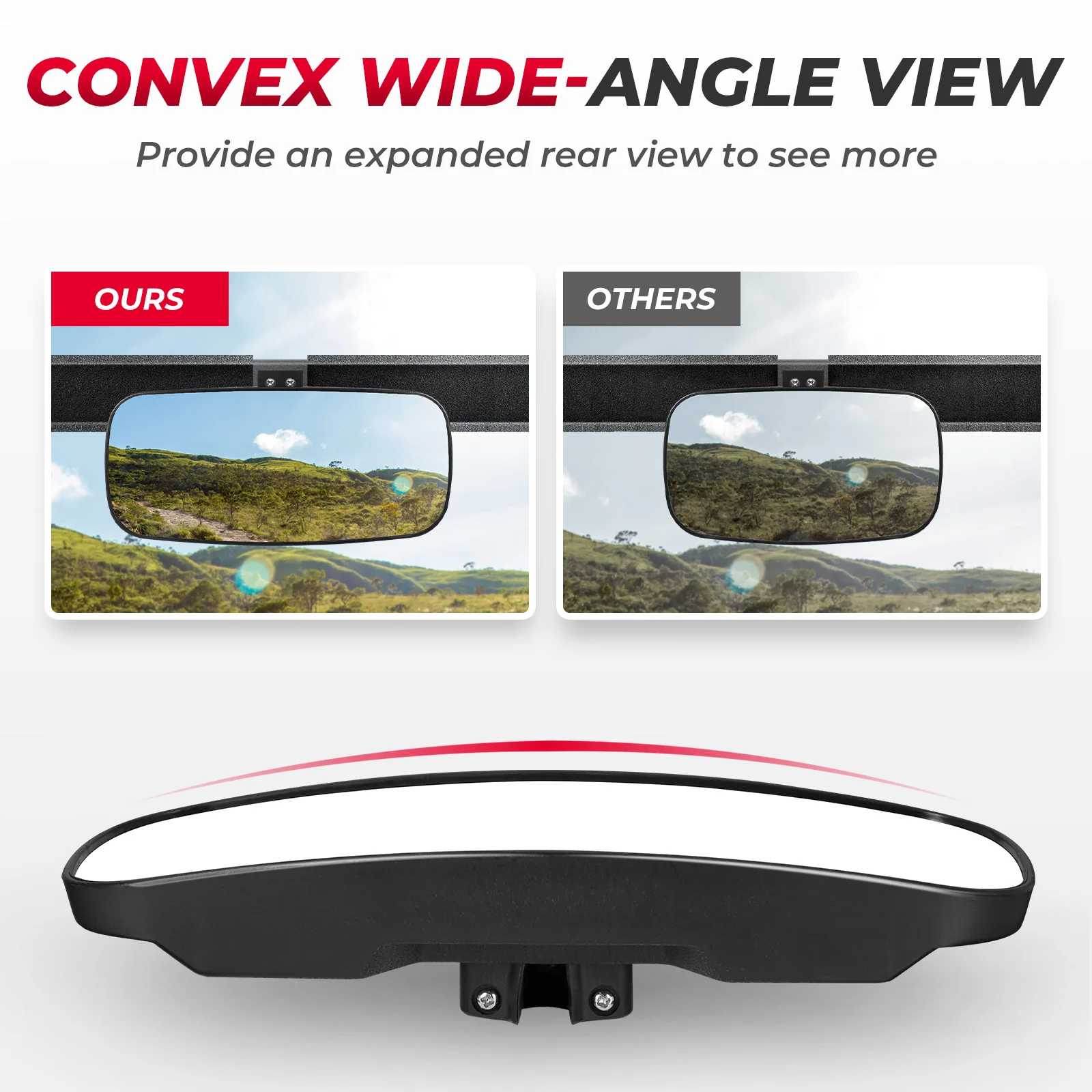 Large & Wide Rear Center View Mirror for Polaris Ranger 2015-2022 - Image 4