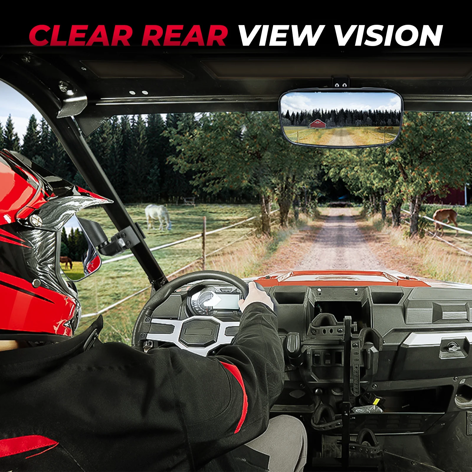 Large & Wide Rear Center View Mirror for Polaris Ranger 2015-2022 - Image 6