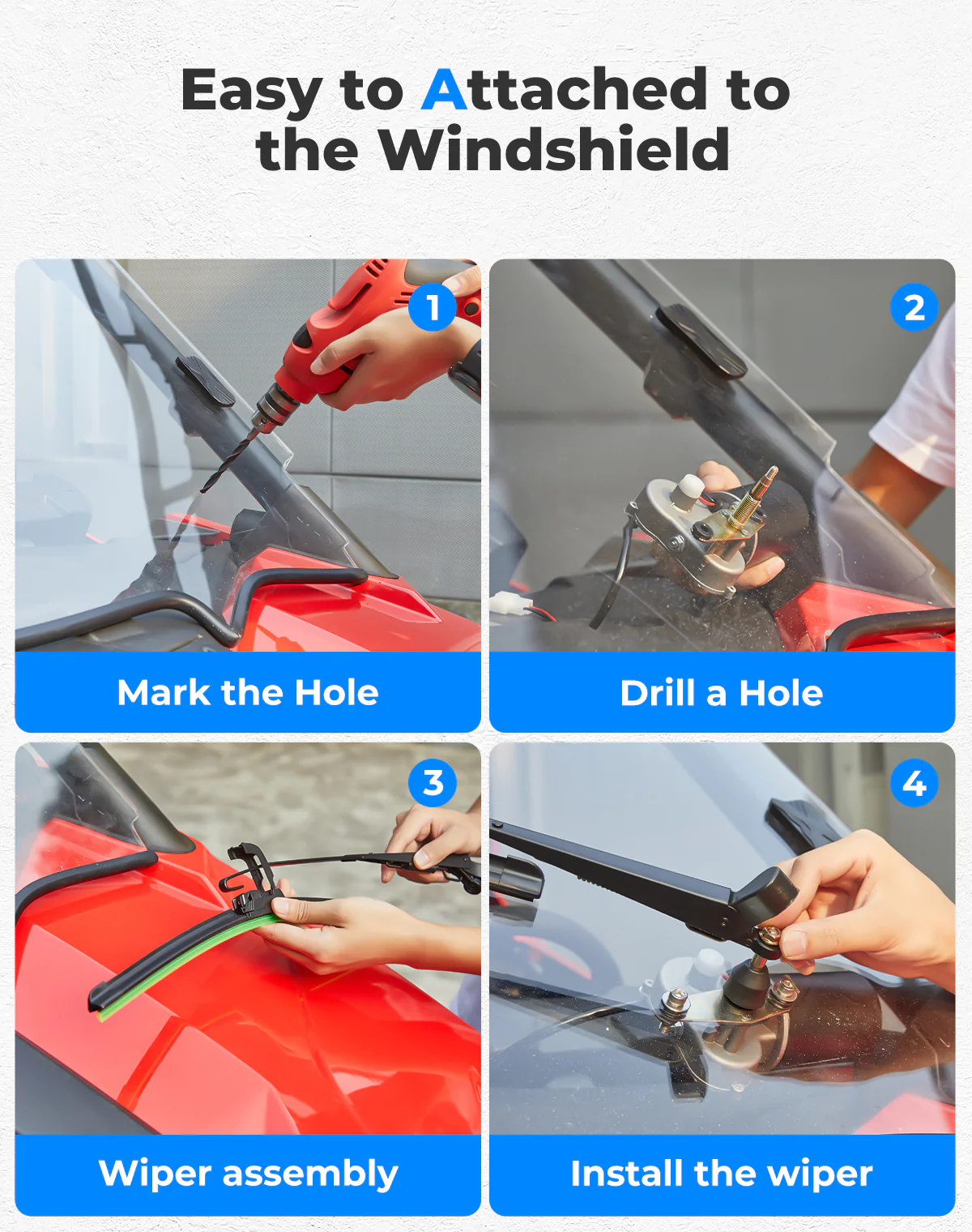 12V Electric Windshield Wiper Kit 16" for most UTV - Image 3