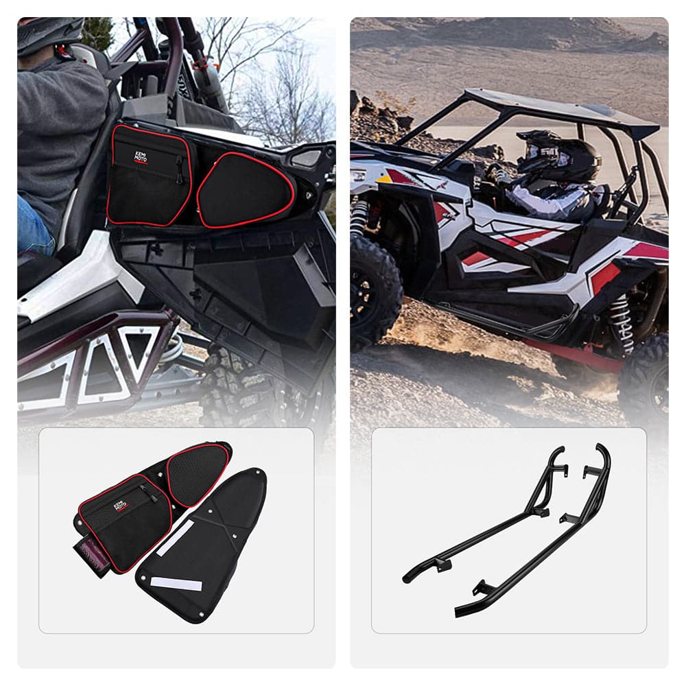 Front Door Bags with Knee Pad & Side Nerf Bars Rock Sliders for Polaris RZR 900/ 1000 - Image 13