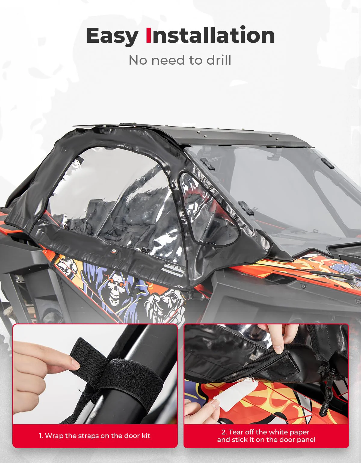 Soft Cab Enclosure Upper Doors for Polaris RZR PRO XP 2020-2026/Turbo R 2022 (2 seat) - Image 5