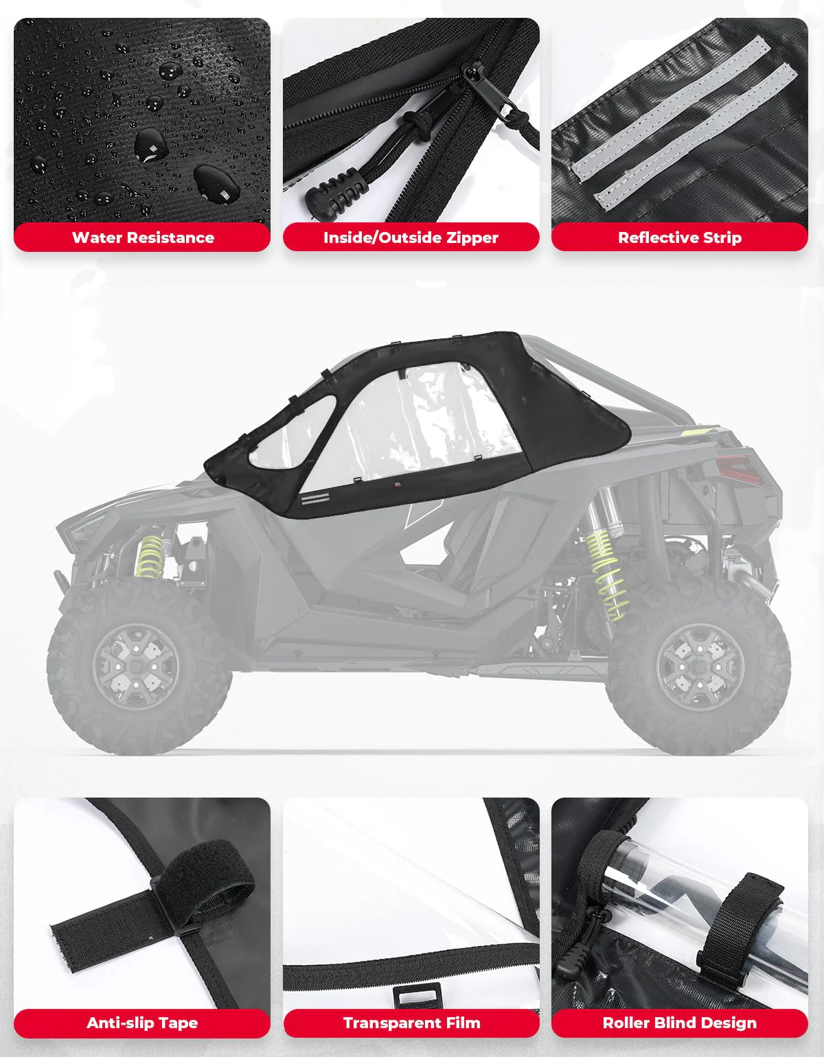 Soft Cab Enclosure Upper Doors for Polaris RZR PRO XP 2020-2026/Turbo R 2022 (2 seat) - Image 8
