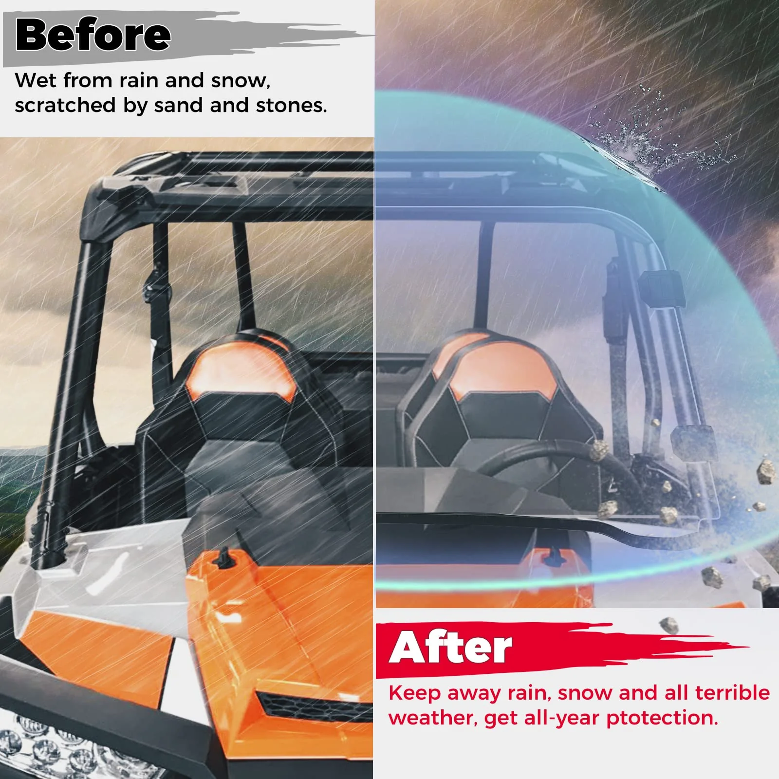 UTV Full Windshield for Polaris RZR 800 / S 800/4 800, XP 900/4 900, RZR 570 - Image 6