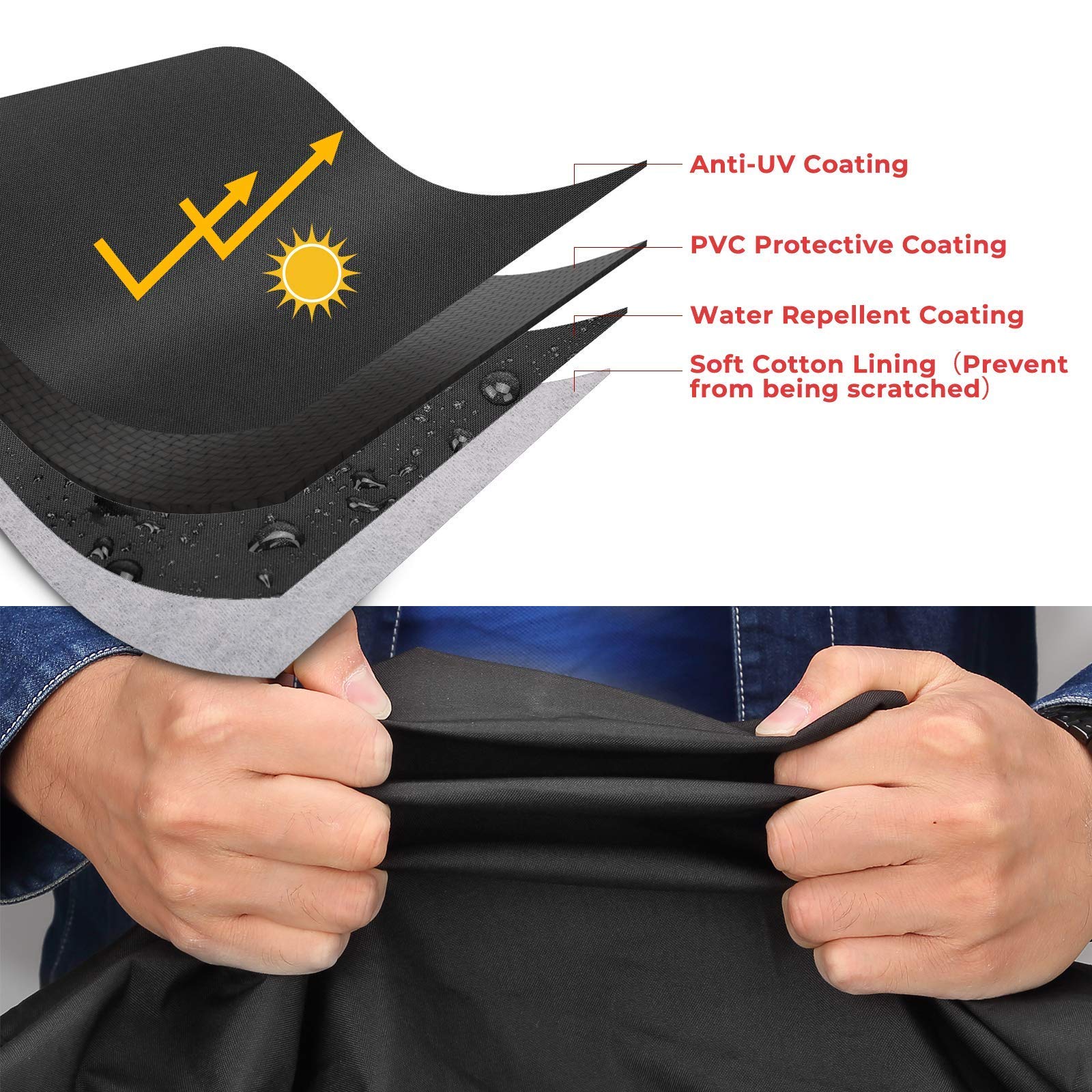 Black Car Cover 300D Elastic Oxford Composite 80g Non-woven Frabric Compatible With Polaris Slingshot - Image 5