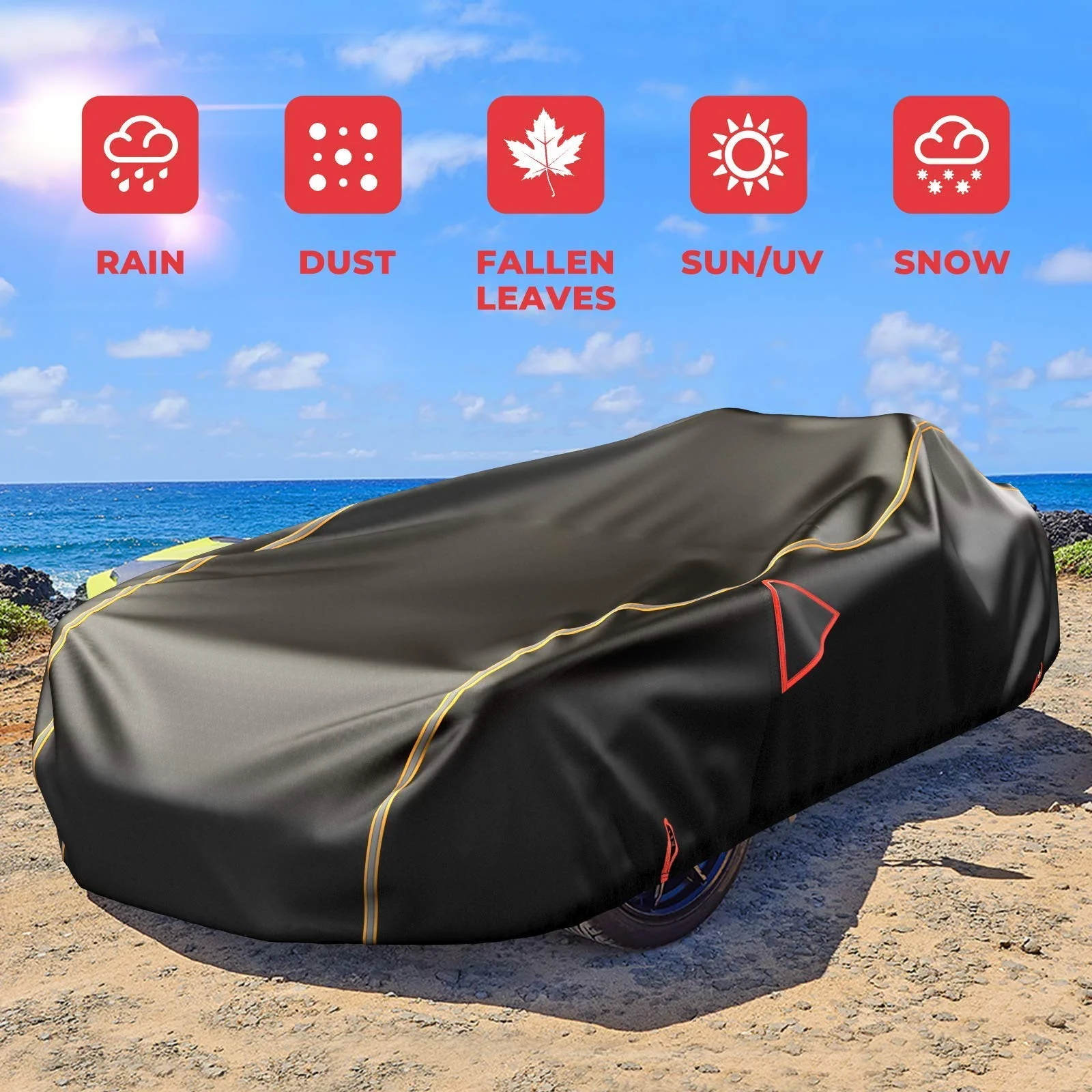 Black Car Cover 300D Elastic Oxford Composite 80g Non-woven Frabric Compatible With Polaris Slingshot - Image 8