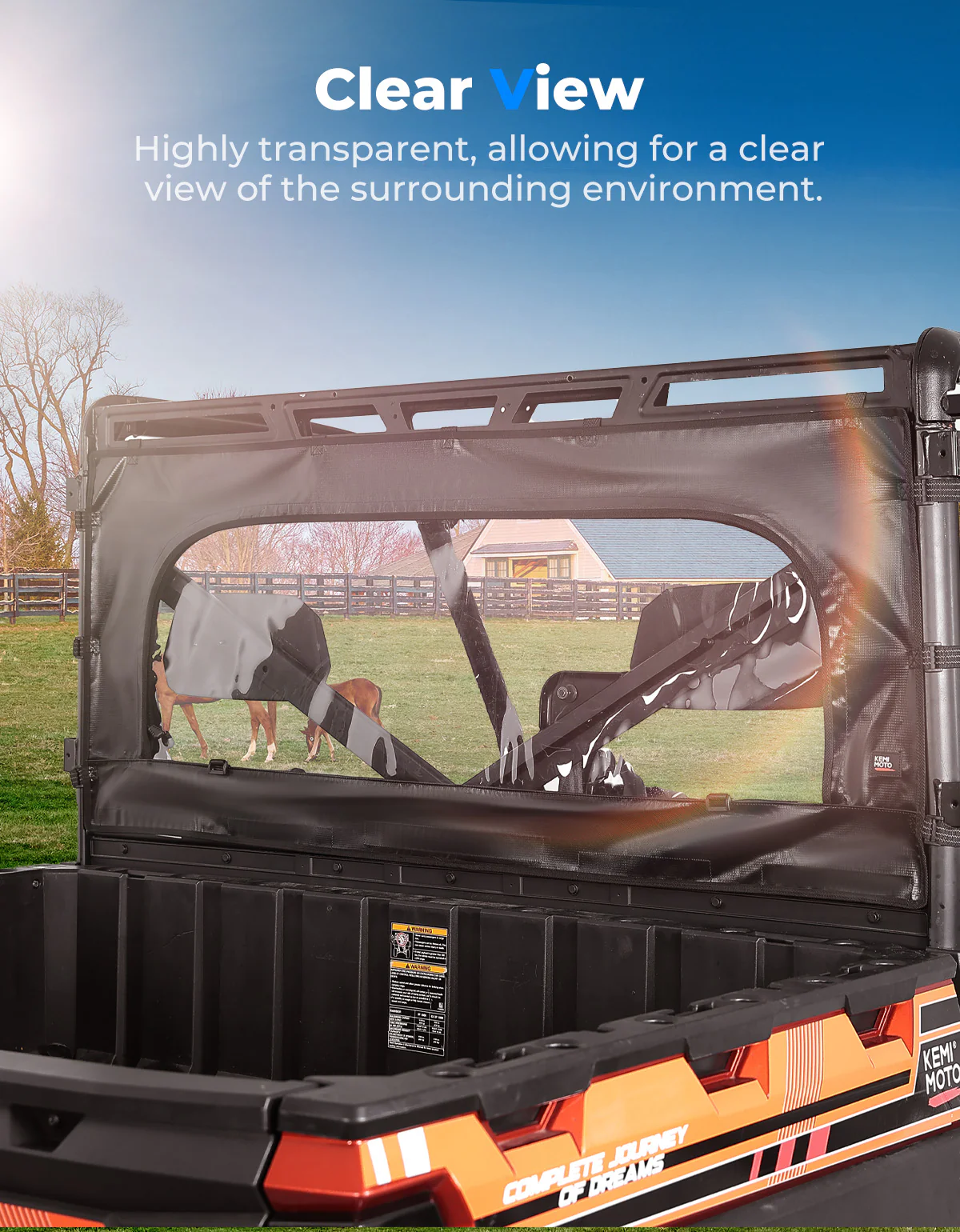 Rear Window Windshield for Polaris Ranger - Image 4