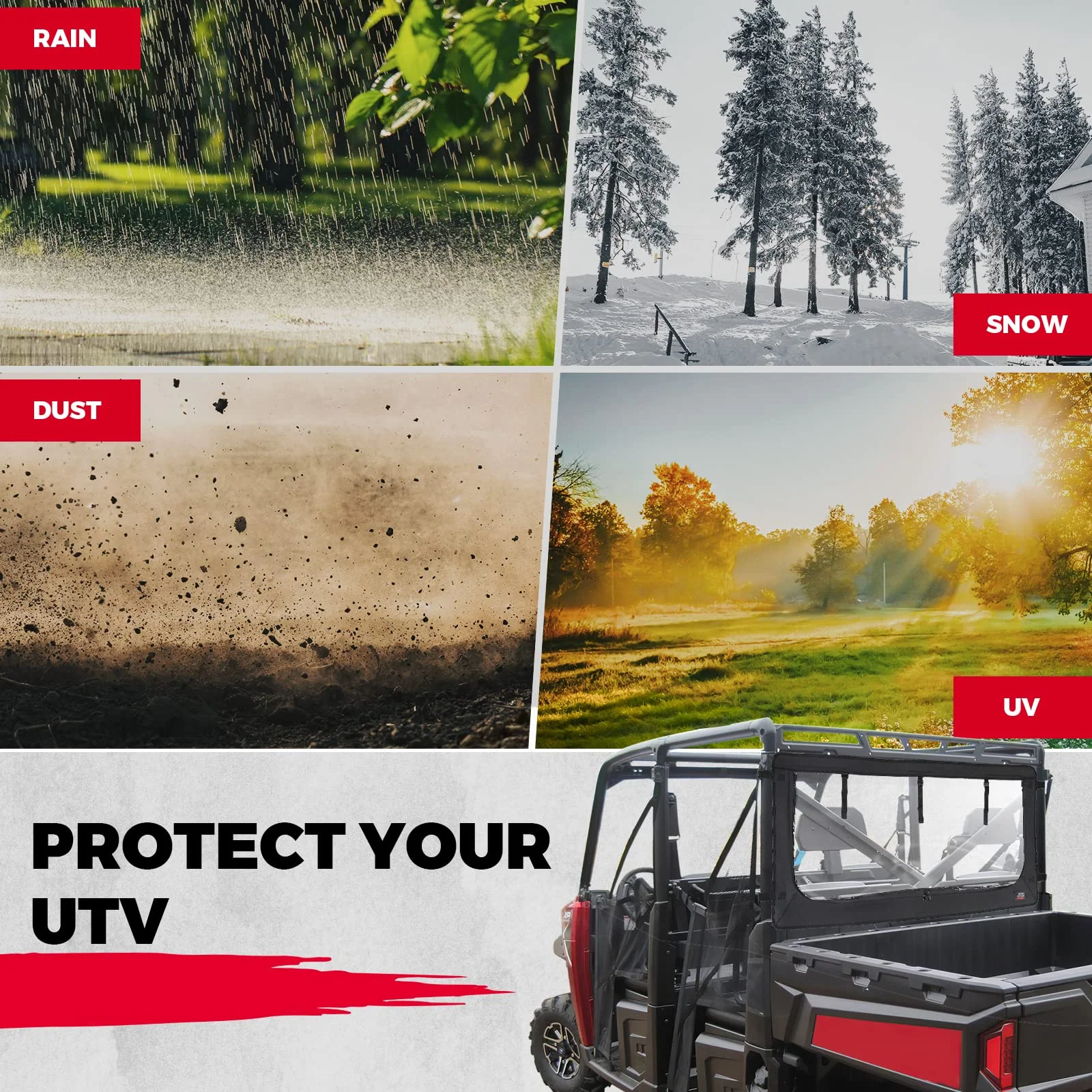 Rear Window Windshield for Polaris Ranger - Image 9