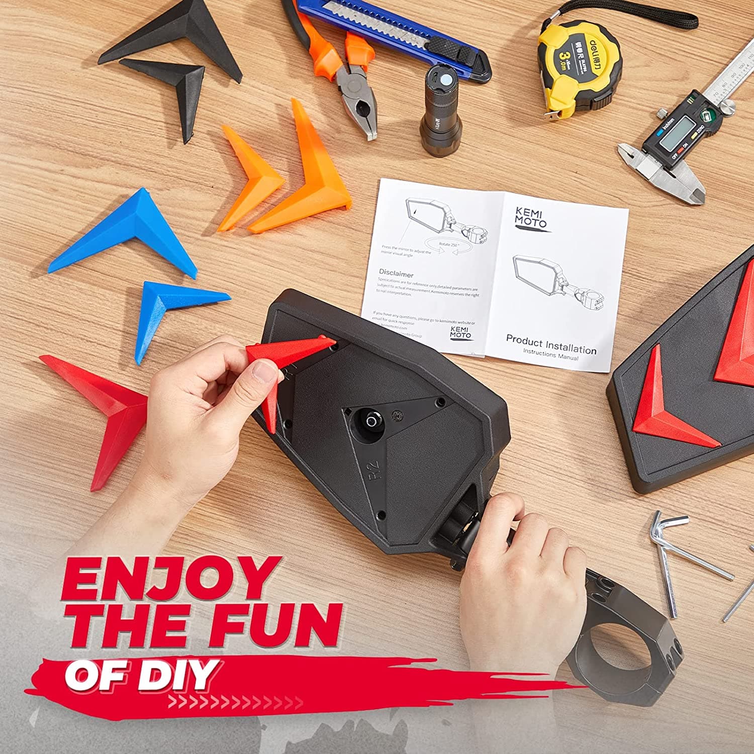 UTV Side View Mirrors for 1.75- 2" Roll Bar Fit Polaris Ranger - Image 6