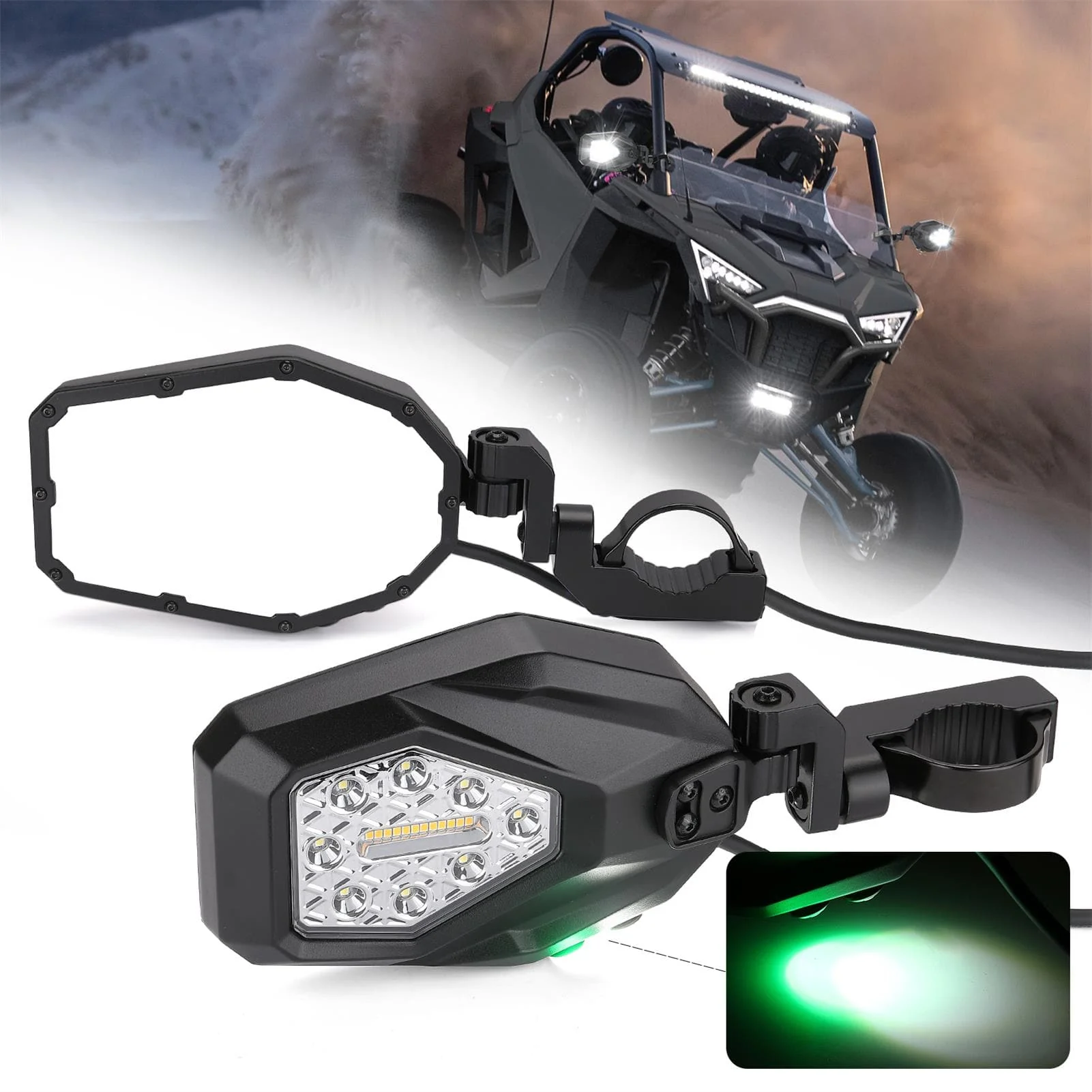 LED Lighted Side Mirrors with Green Ground Lights - Image 9