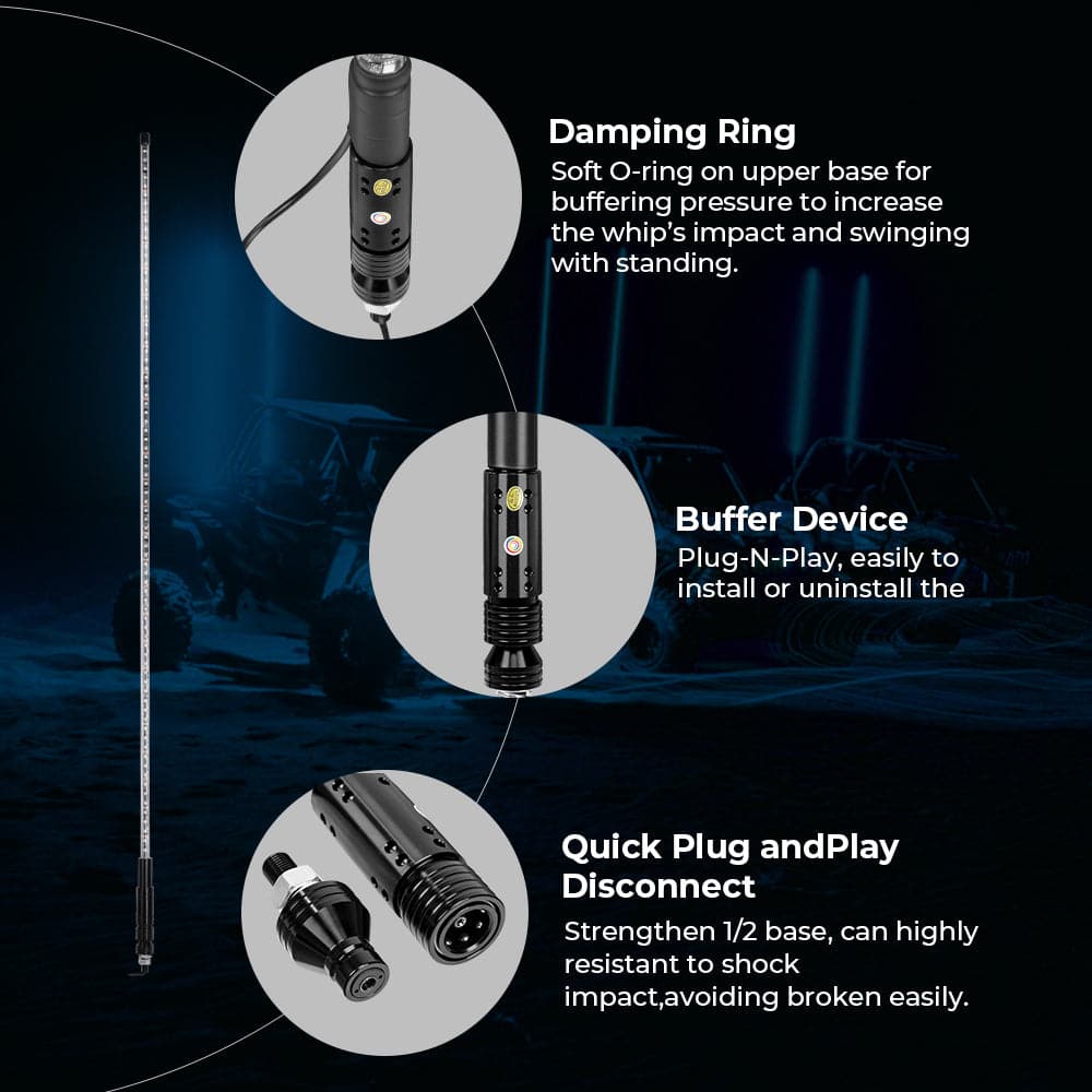 LED Whip Lights for ATV/UTV/RZR (5FT & RGB - 1PC) - Image 10