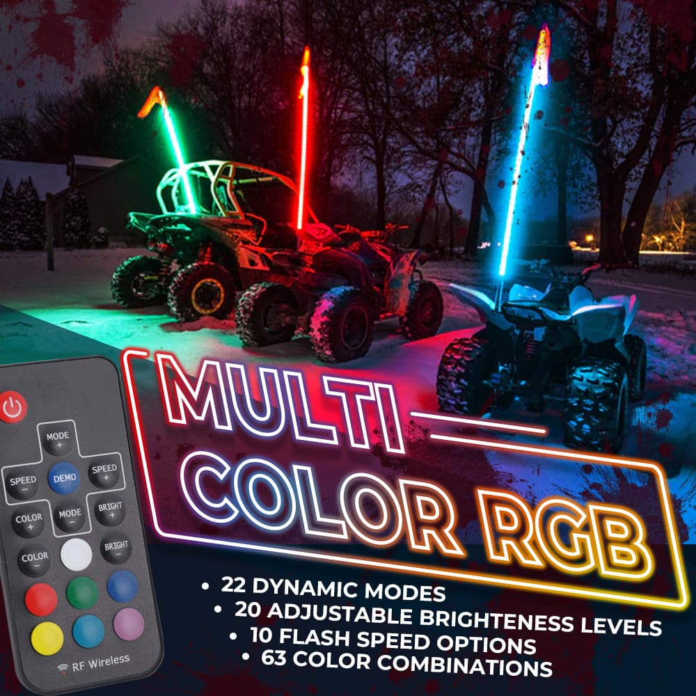 LED Whip Lights for ATV/UTV/RZR (5FT & RGB - 1PC) - Image 6