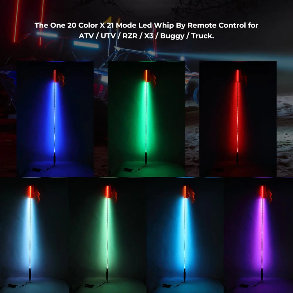 LED Whip Lights for ATV/UTV/RZR (5FT & RGB - 1PC) - Image 9
