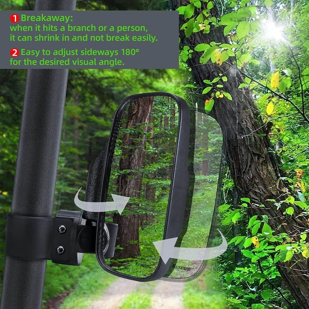 Side Mirrors and Rear Mirror with 1.75" to 2" Roll Bar Cage - Image 4