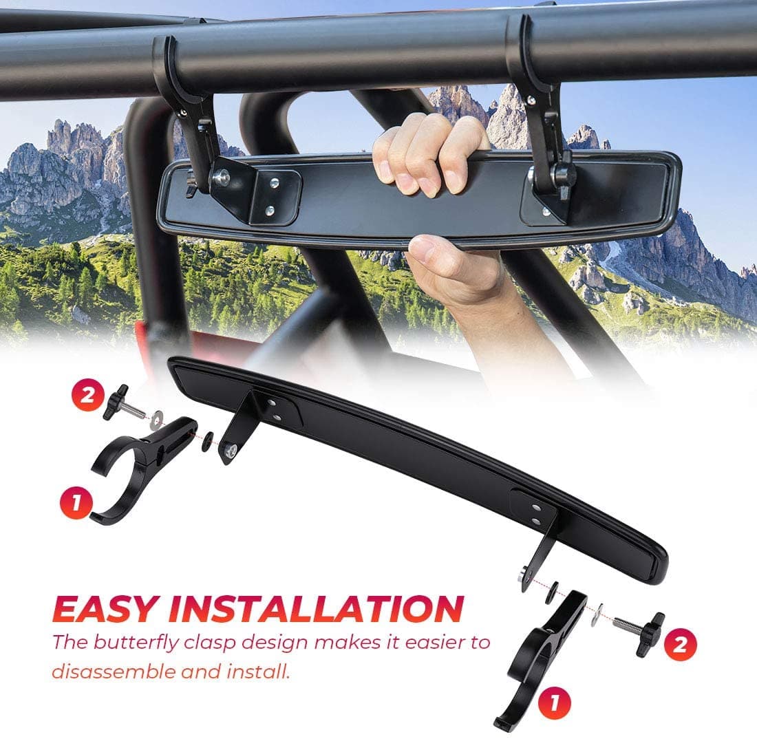 Side Mirrors and Rear Mirror with 1.75" to 2" Roll Bar Cage - Image 6