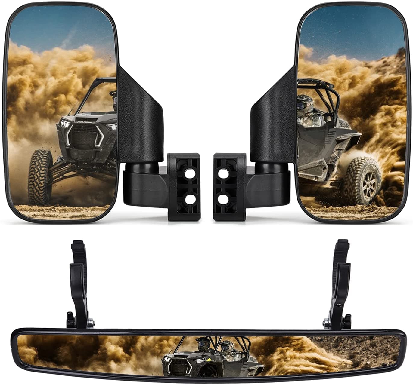 Side Mirrors and Rear Mirror with 1.75" to 2" Roll Bar Cage - Image 8