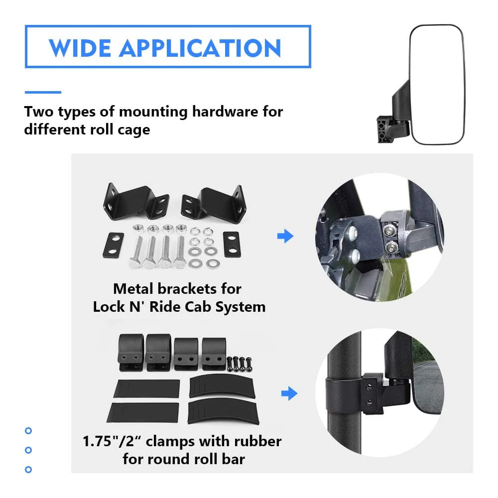 Side Mirrors for Polaris Ranger 2015-2021 - Image 6