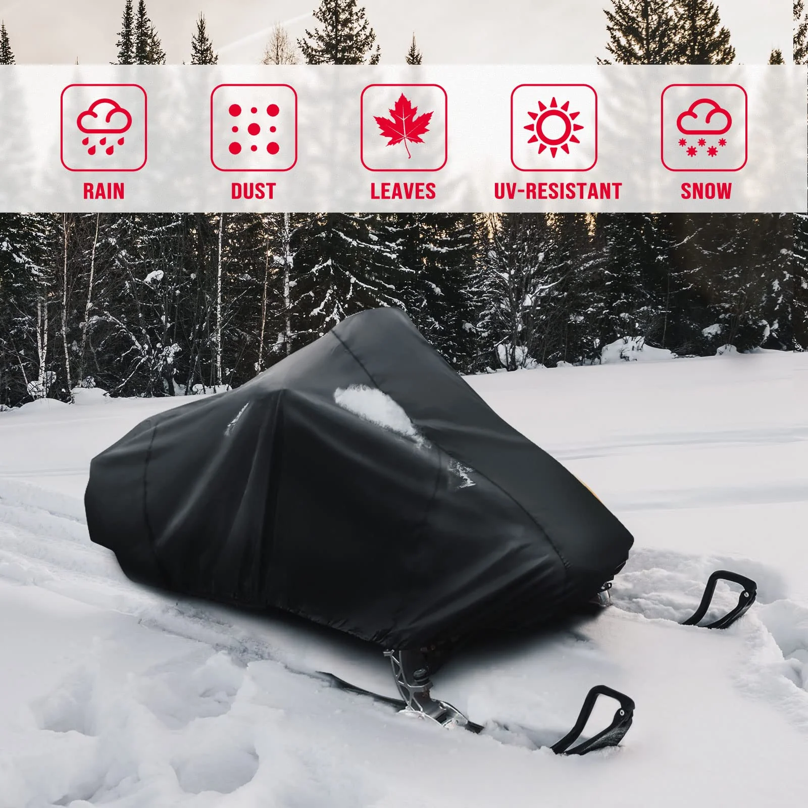 Snowmobile Cover 210D Sled Ski Cover, Universal Waterproof Storage Cover - Image 3